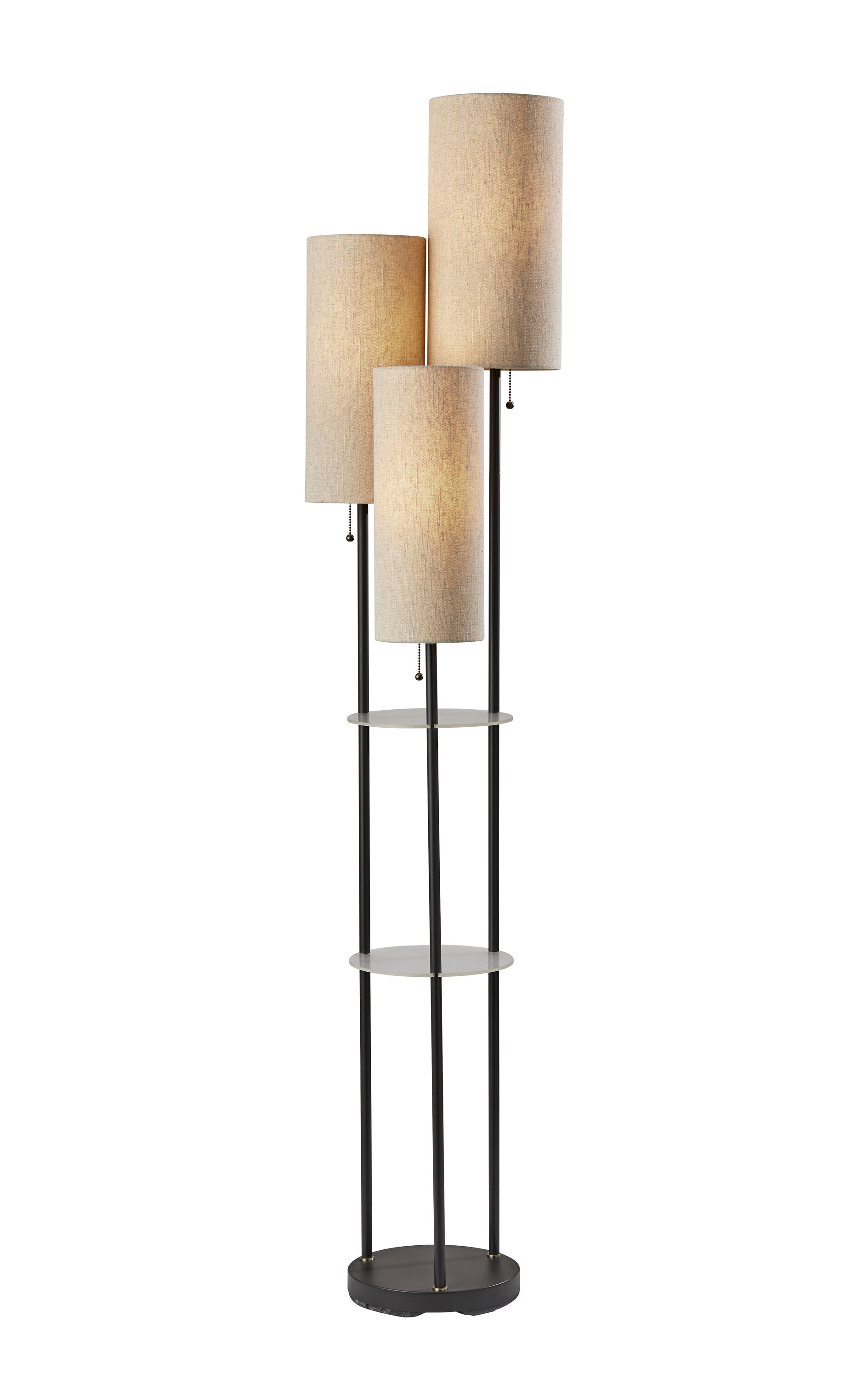 Trio Shelf Floor Lamp in Matte Black Finish