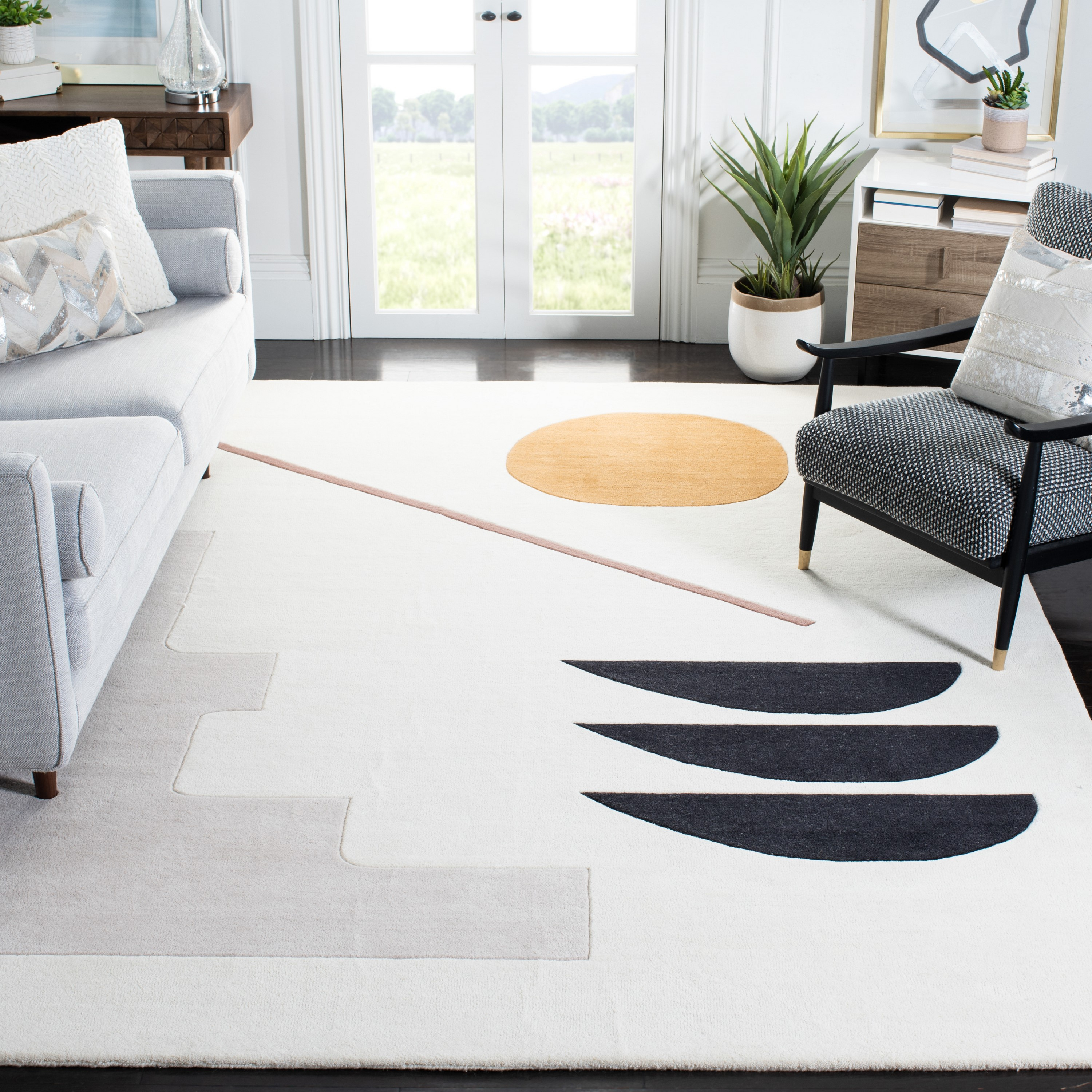 SAFAVIEH Fifth Avenue Deacon Abstract Area Rug, Ivory/Brown, 10' x 14'
