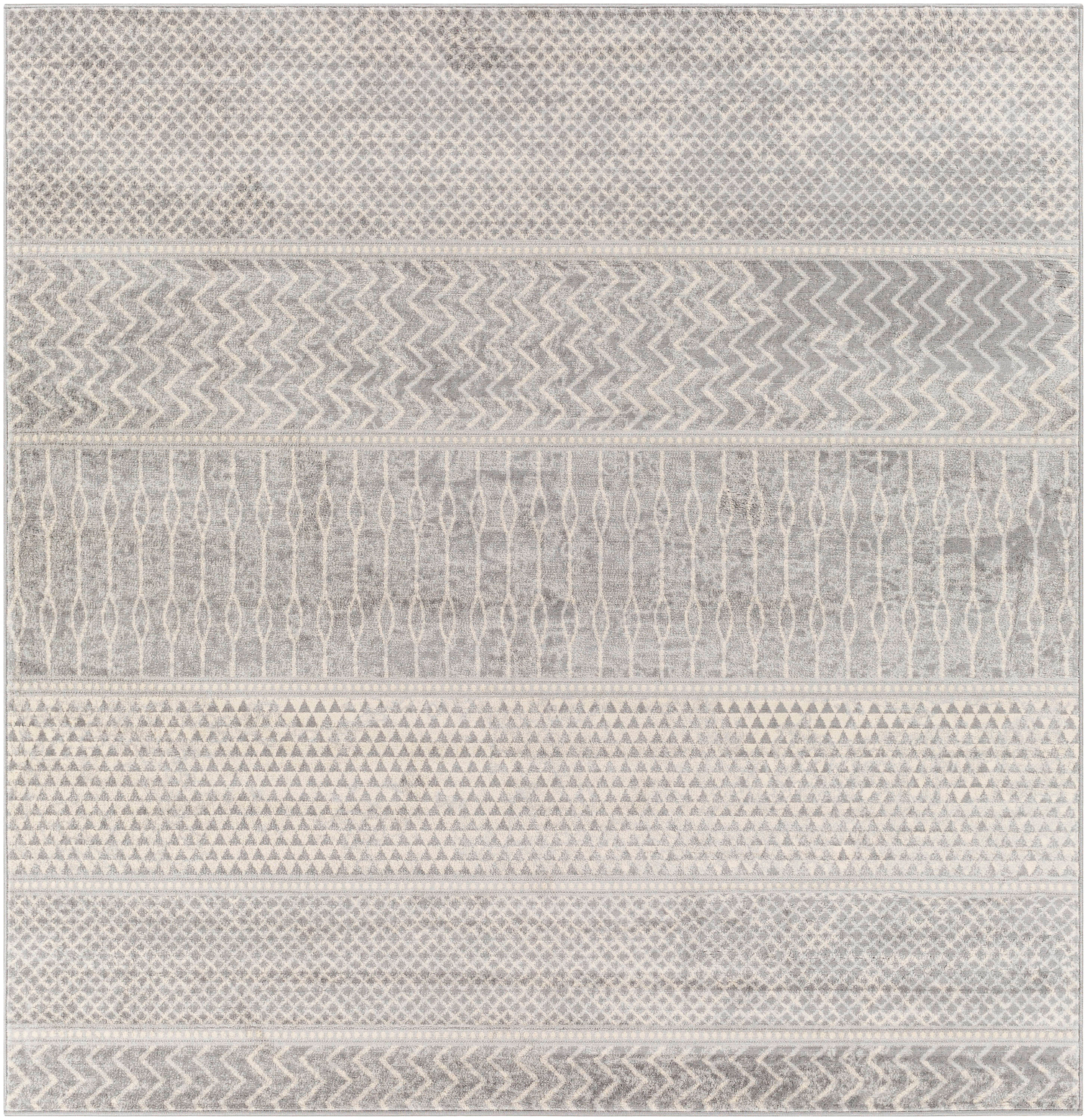 Monaco Medium Gray and Cream 6'7" Square Reversible Rug