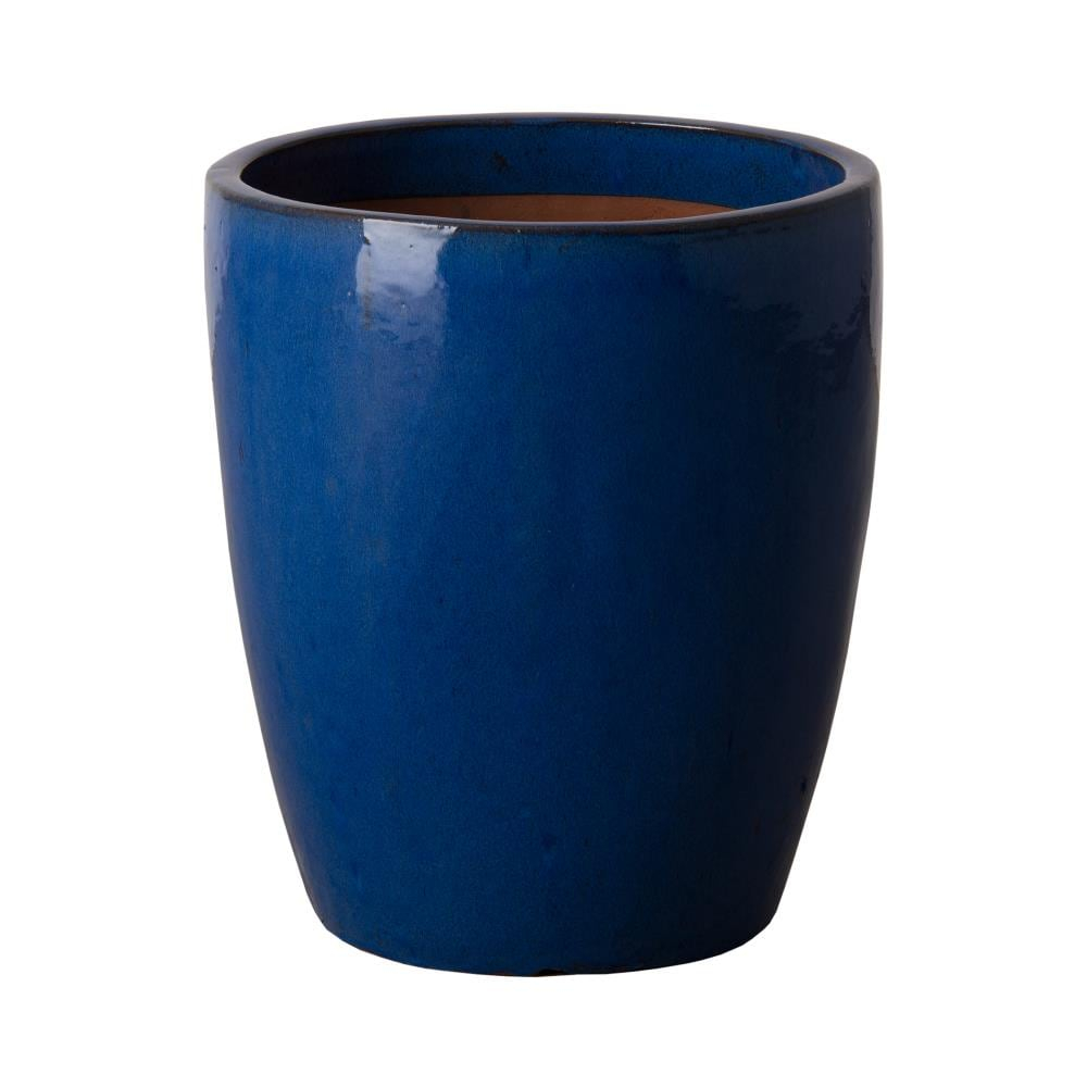 Contemporary Large Round Bullet Planter in Blue - 32qt Capacity