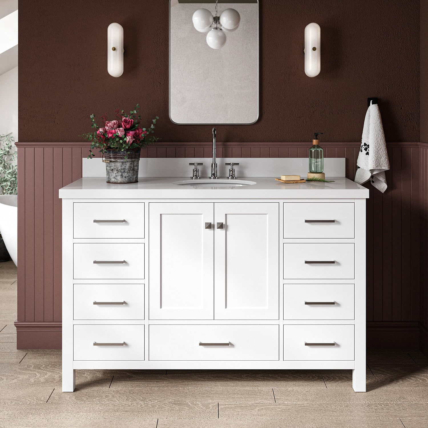 Ariel A055swqovo Cambridge 55" Free Standing Single Basin Vanity Set - White