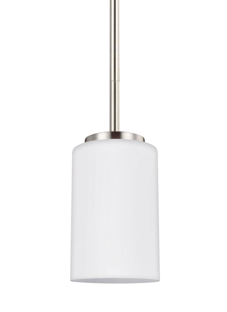 Sleek Oslo Brushed Nickel Mini-Pendant with Opal Etched Glass