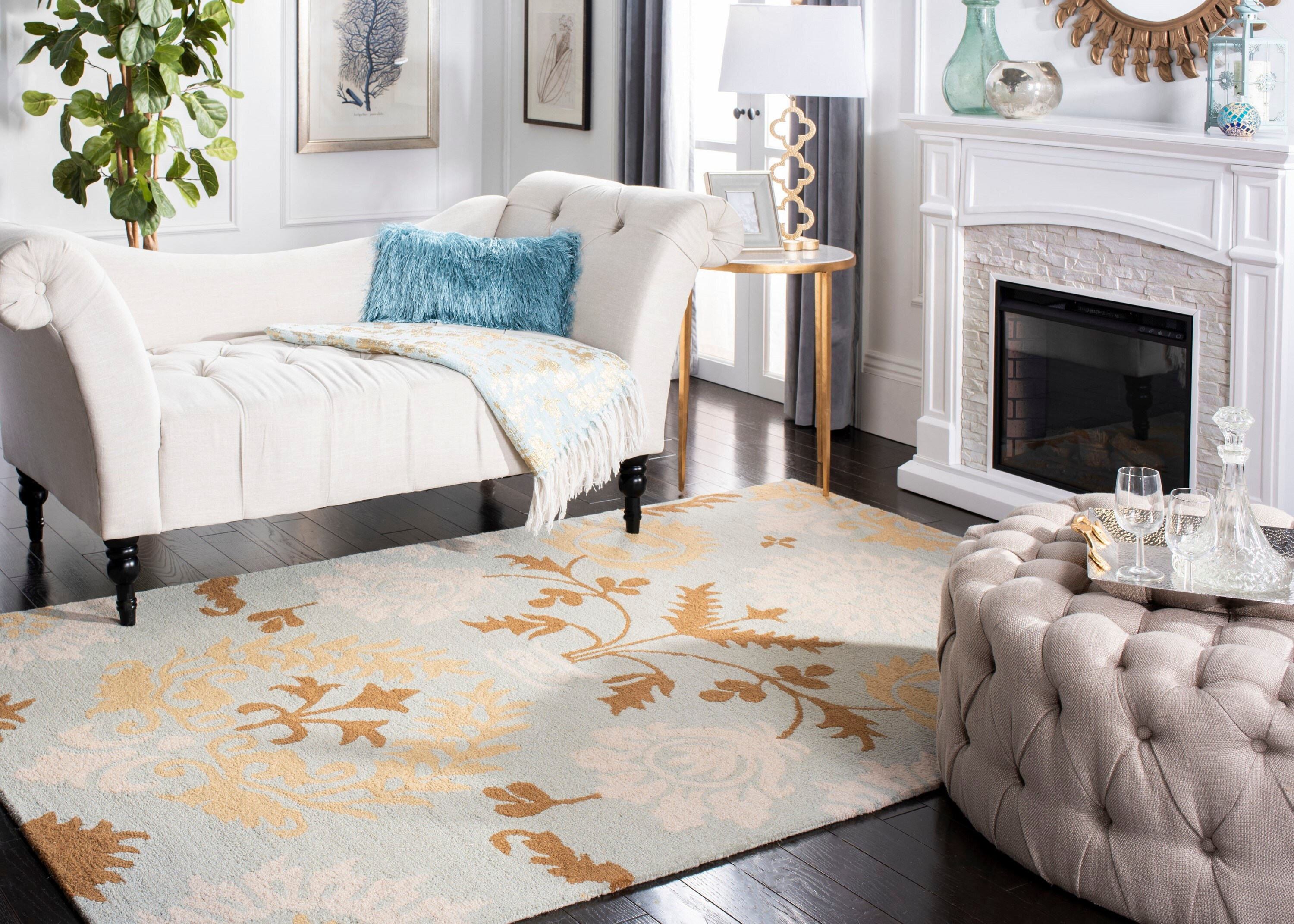 SAFAVIEH Blossom Maris Floral Medallion Wool Area Rug, Blue/Multi, 8' x 10'