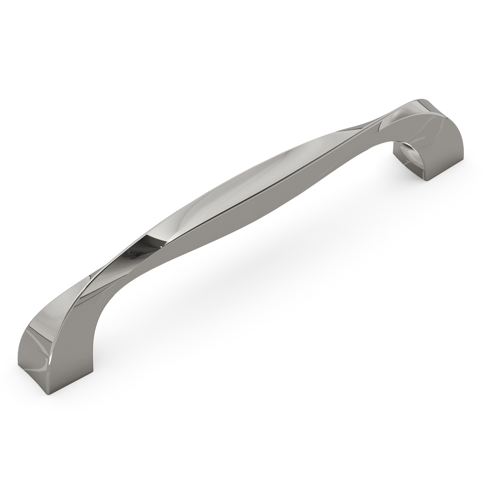 Hickory Hardware 1 Pack Solid Core Kitchen Cabinet Pulls, Luxury Cabinet Handles, Hardware for Doors & Dresser Drawers, 5-1/16 Inch (128mm) Hole Center, Polished Nickel, Twist Collection