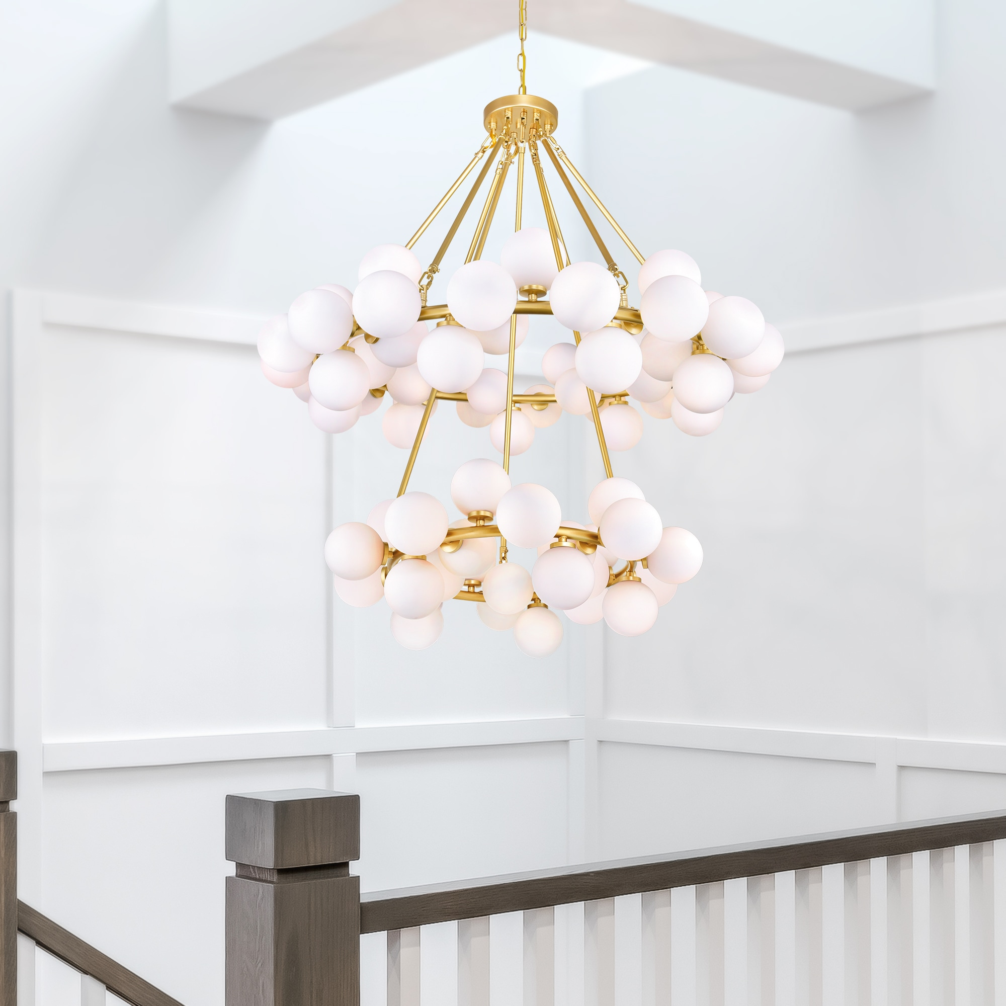 CWI Lighting Arya 70 Light Contemporary Metal Chandelier in Satin Gold