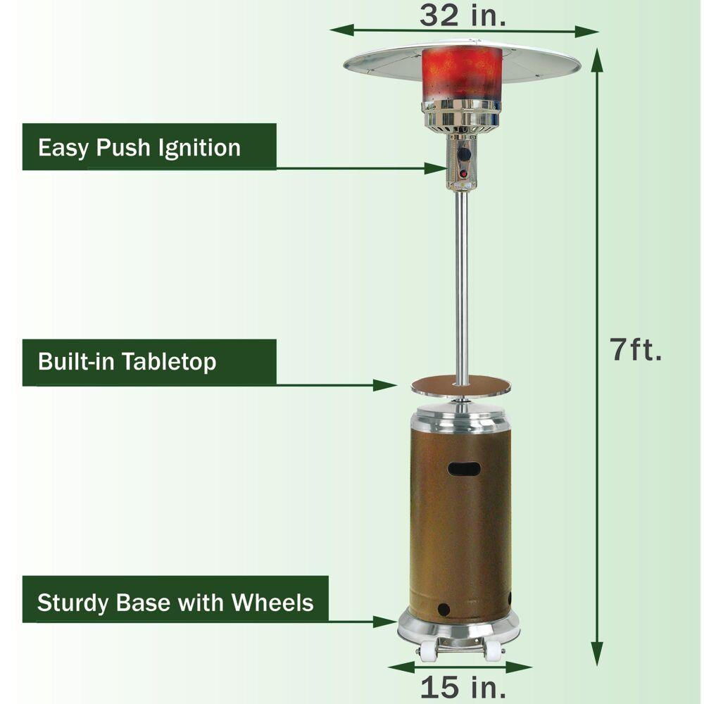 Hanover Propane Steel Umbrella Propane Patio Heater 48000-BTU Bronze/Stainless (HAN002BRSSL)