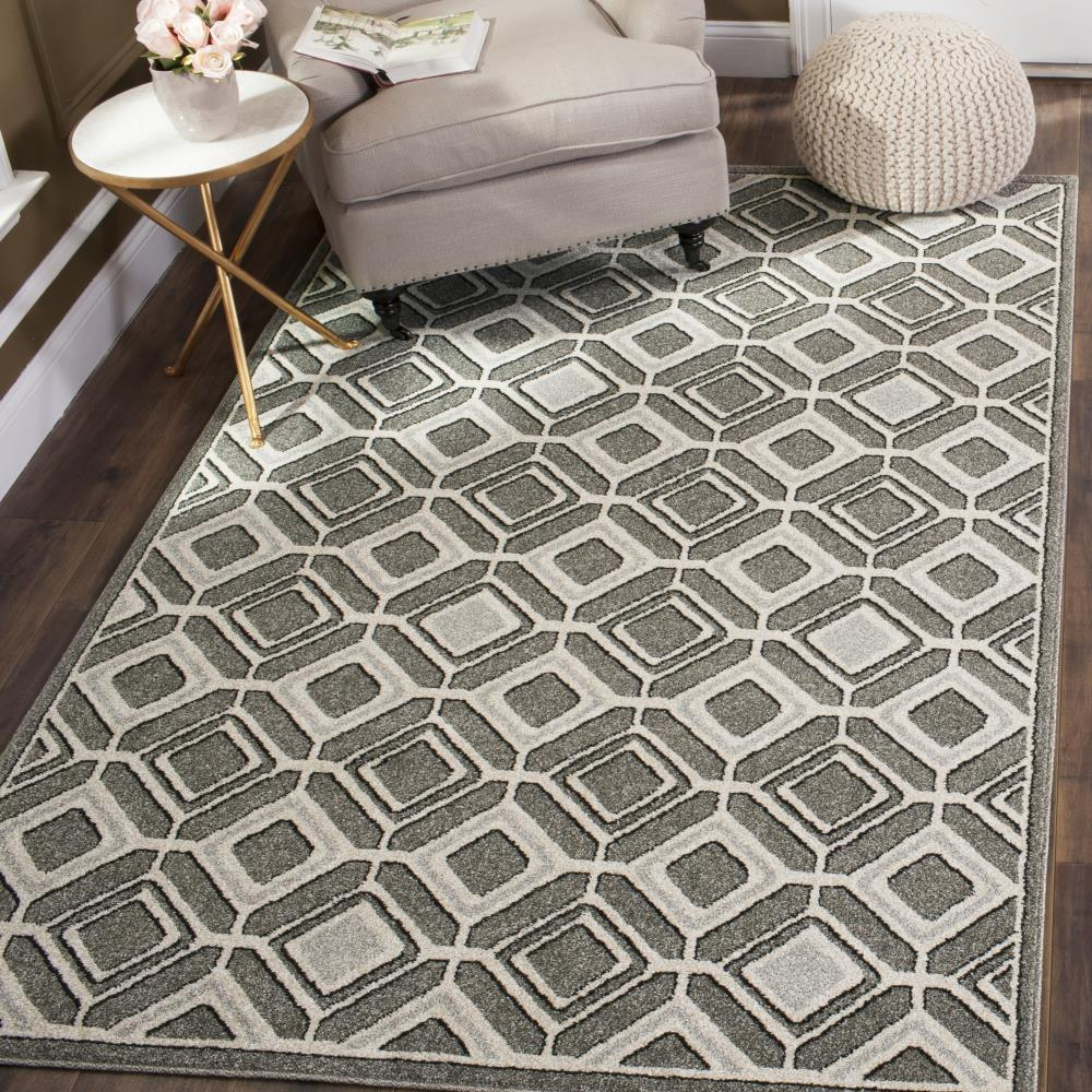 SAFAVIEH Amherst Marla Geometric Area Rug, Grey/Light Grey, 7' x 7' Square