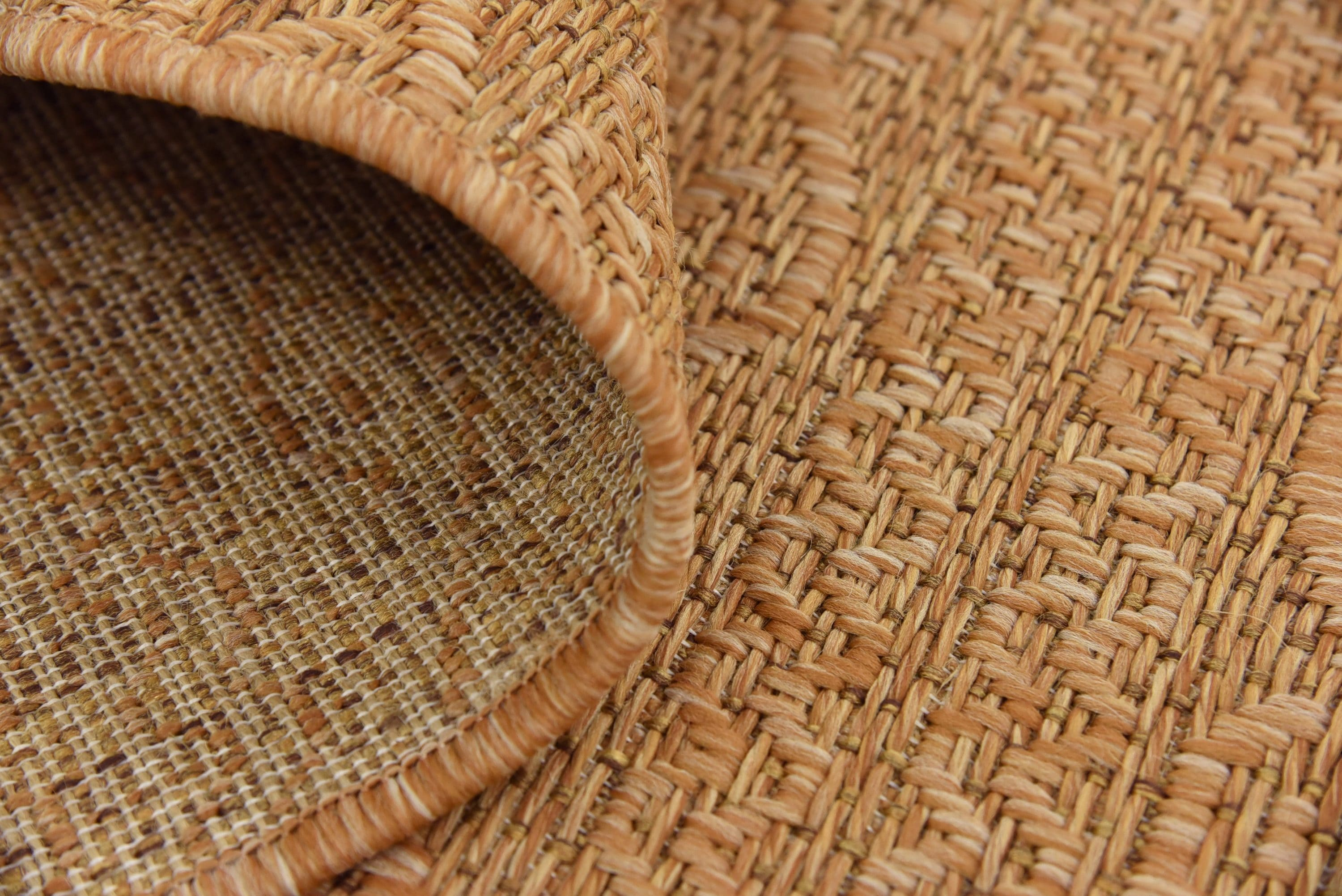 Light Brown Flat Woven Synthetic Outdoor Area Rug 7' x 10'