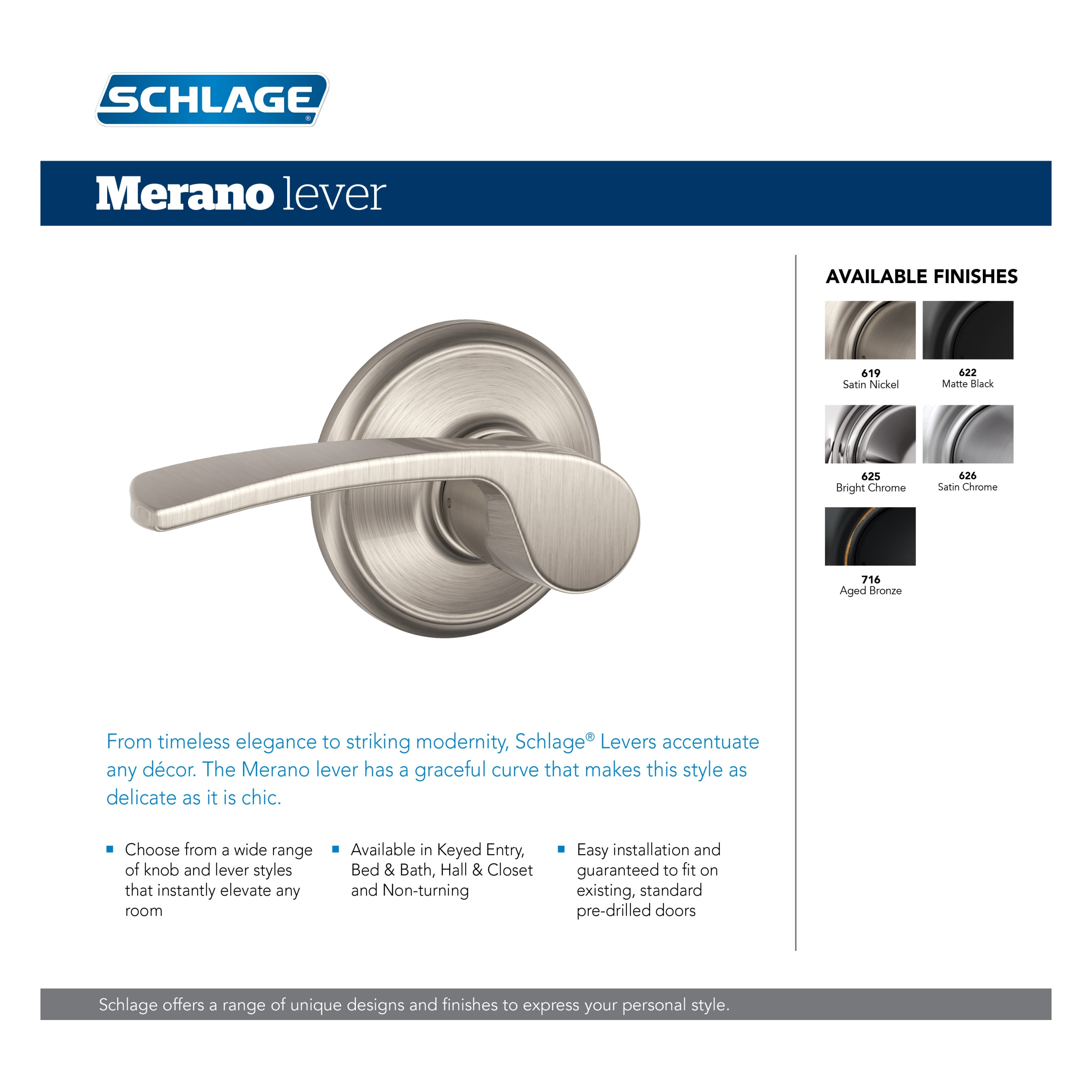 Merano Lever Non-Turning Lock