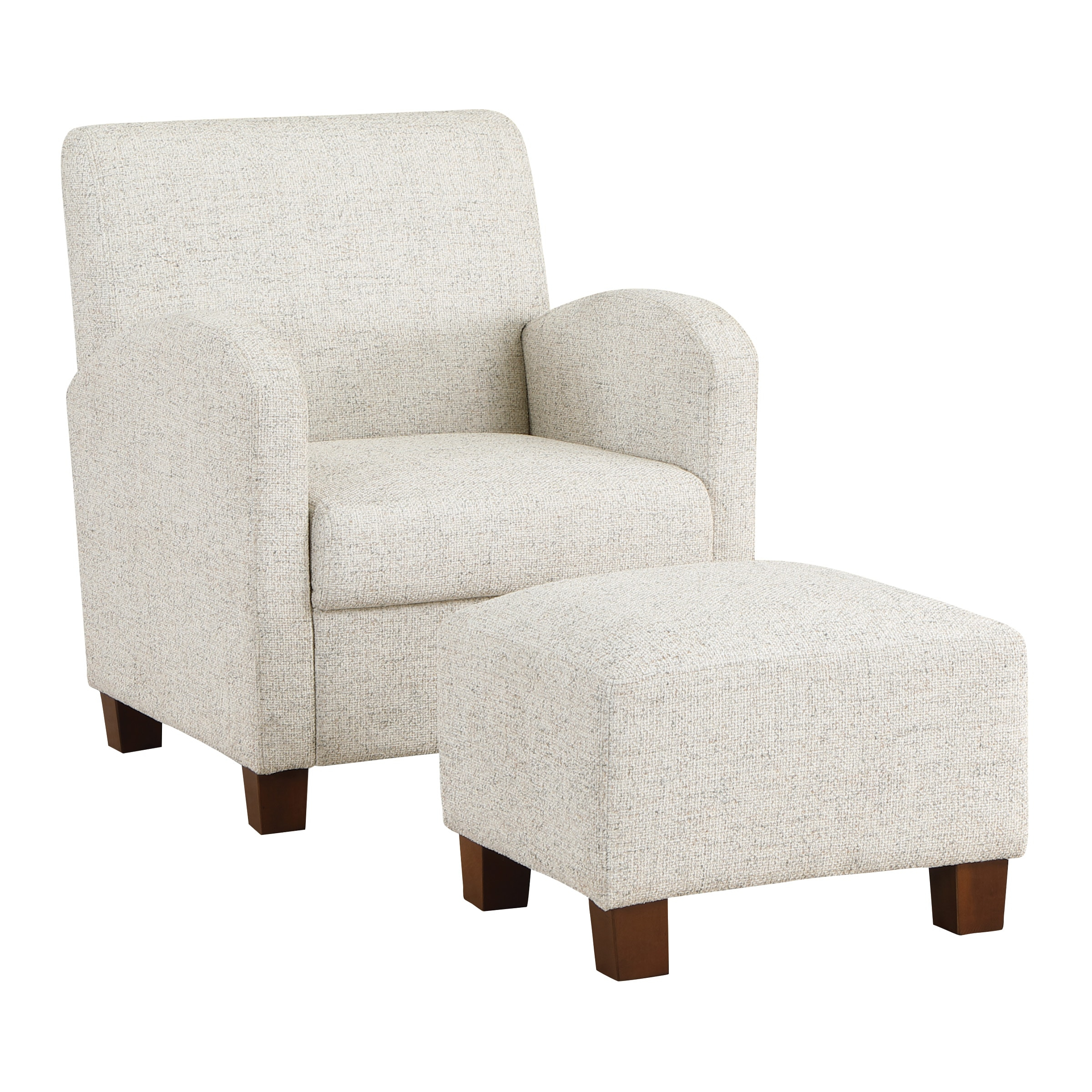 Aiden Chair & Ottoman Quartz Off White Fabric Medium Espresso Legs