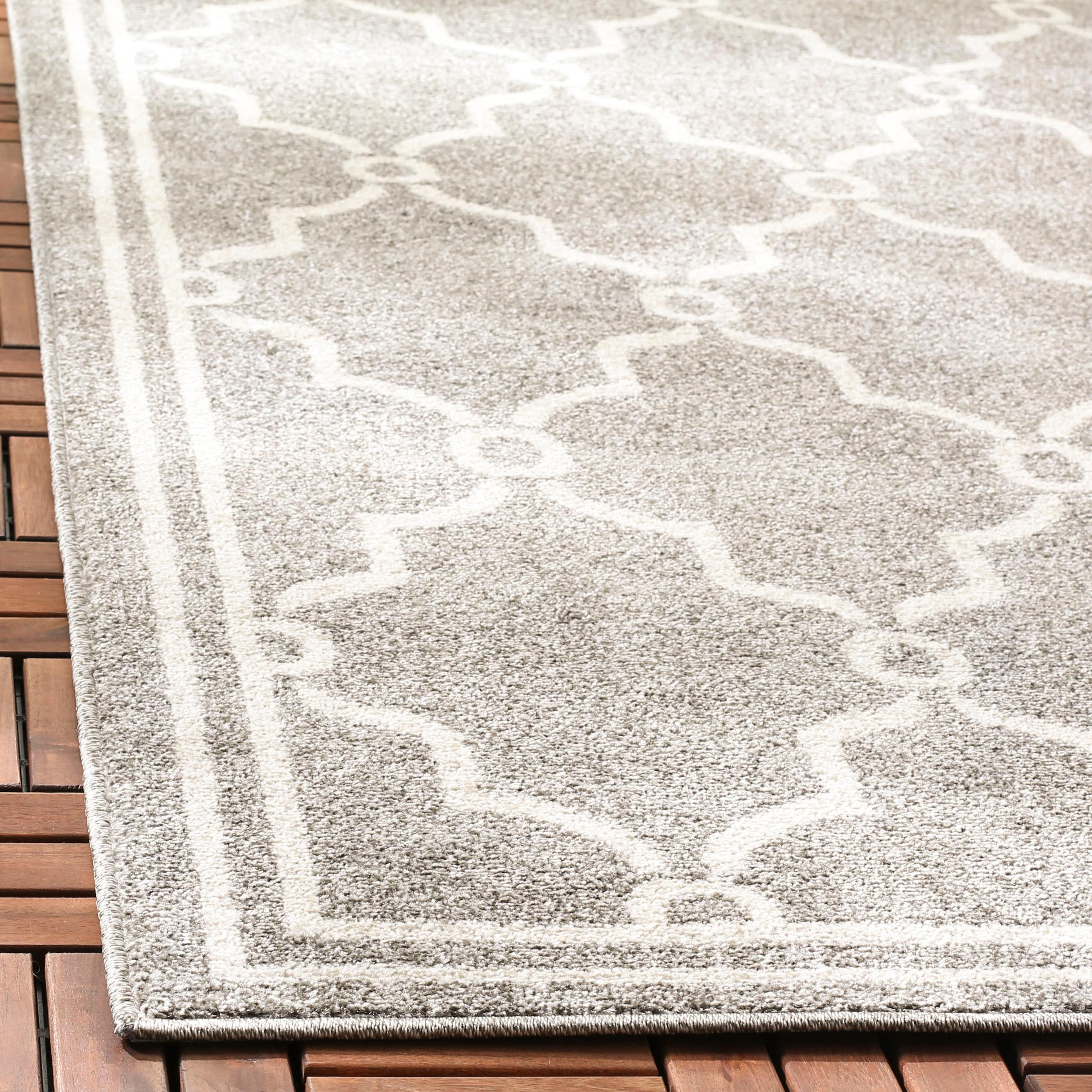 Square Gray Easy-Care Synthetic Spot-Resistant Rug