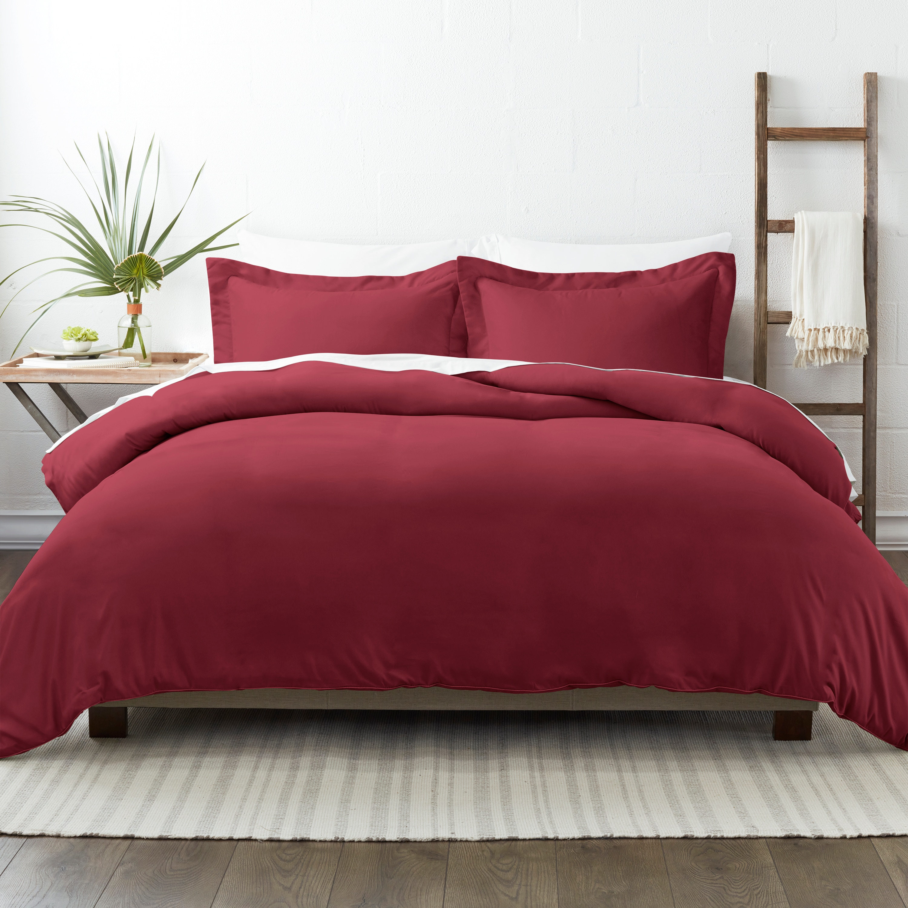 Duvet Cover Soft Microfiber Full/Queen Size 3 Pieces Bedding Sets with 1 Duvet Cover and 2 Pillow Shams, Solid Color Simple Style Bedding Set