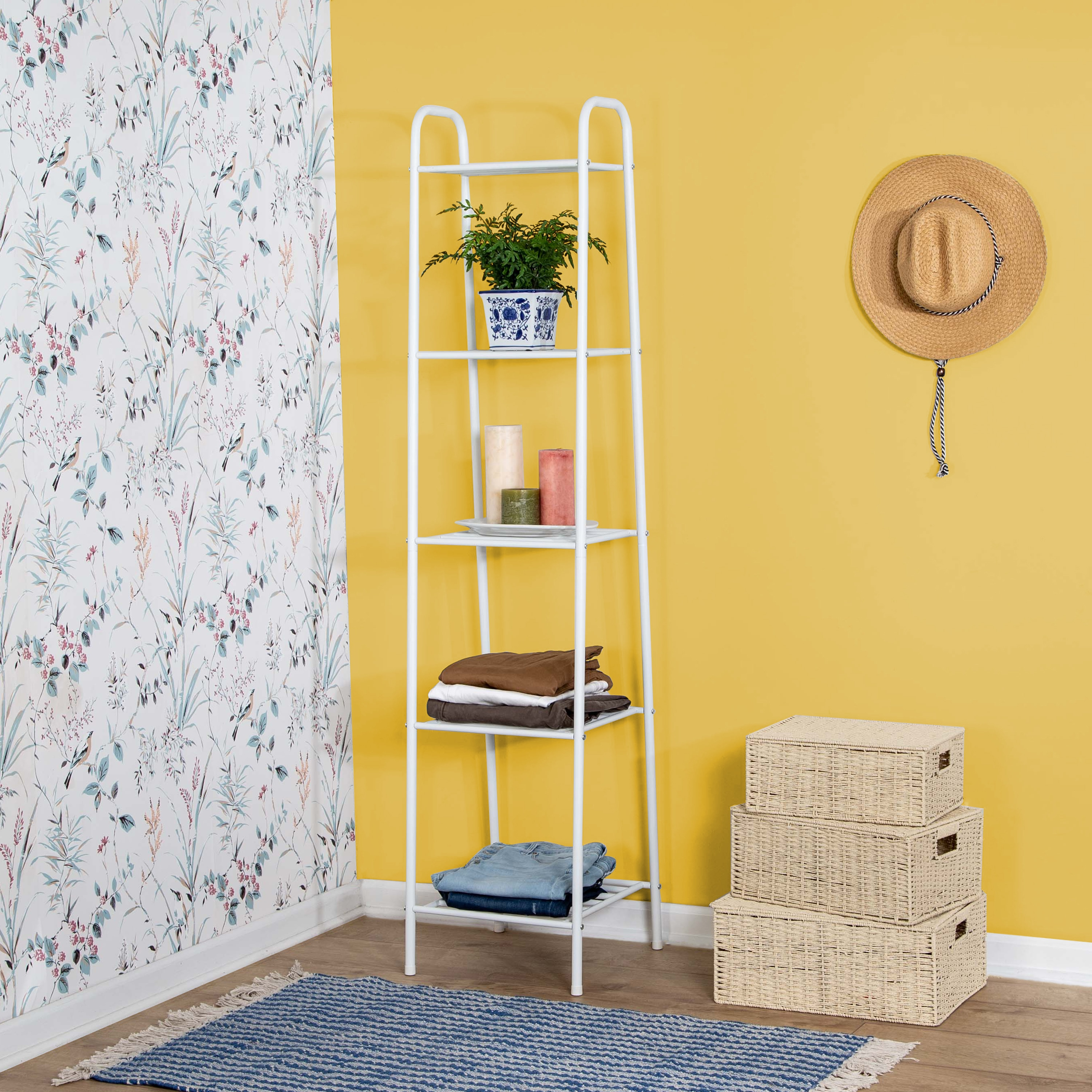Honey Can Do 5-Tier Steel Shelf, White Matte