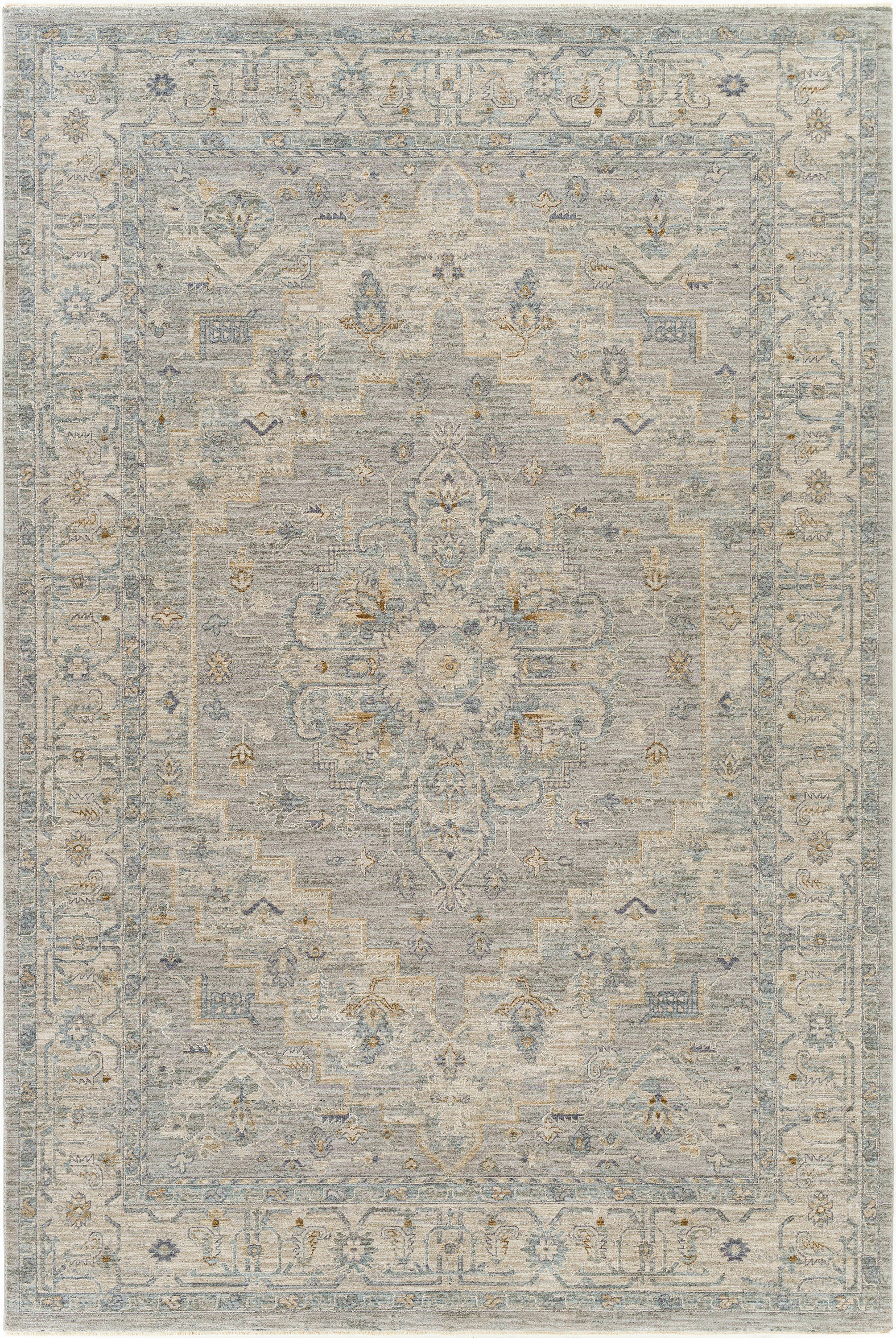 Easy-Care Reversible Gray Synthetic 5' x 7' Rectangular Rug