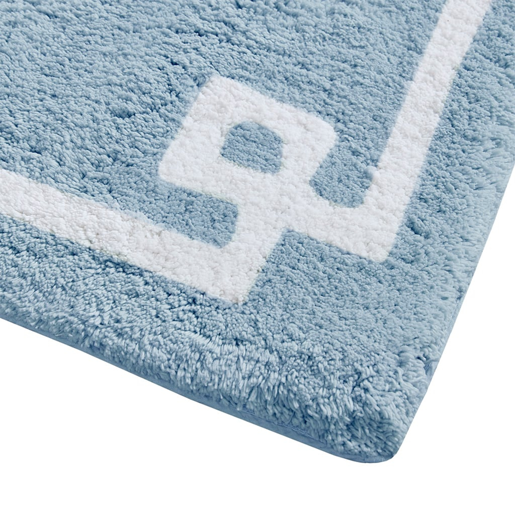 Blue and Gray Cotton Tufted Bath Rug 24" x 72"