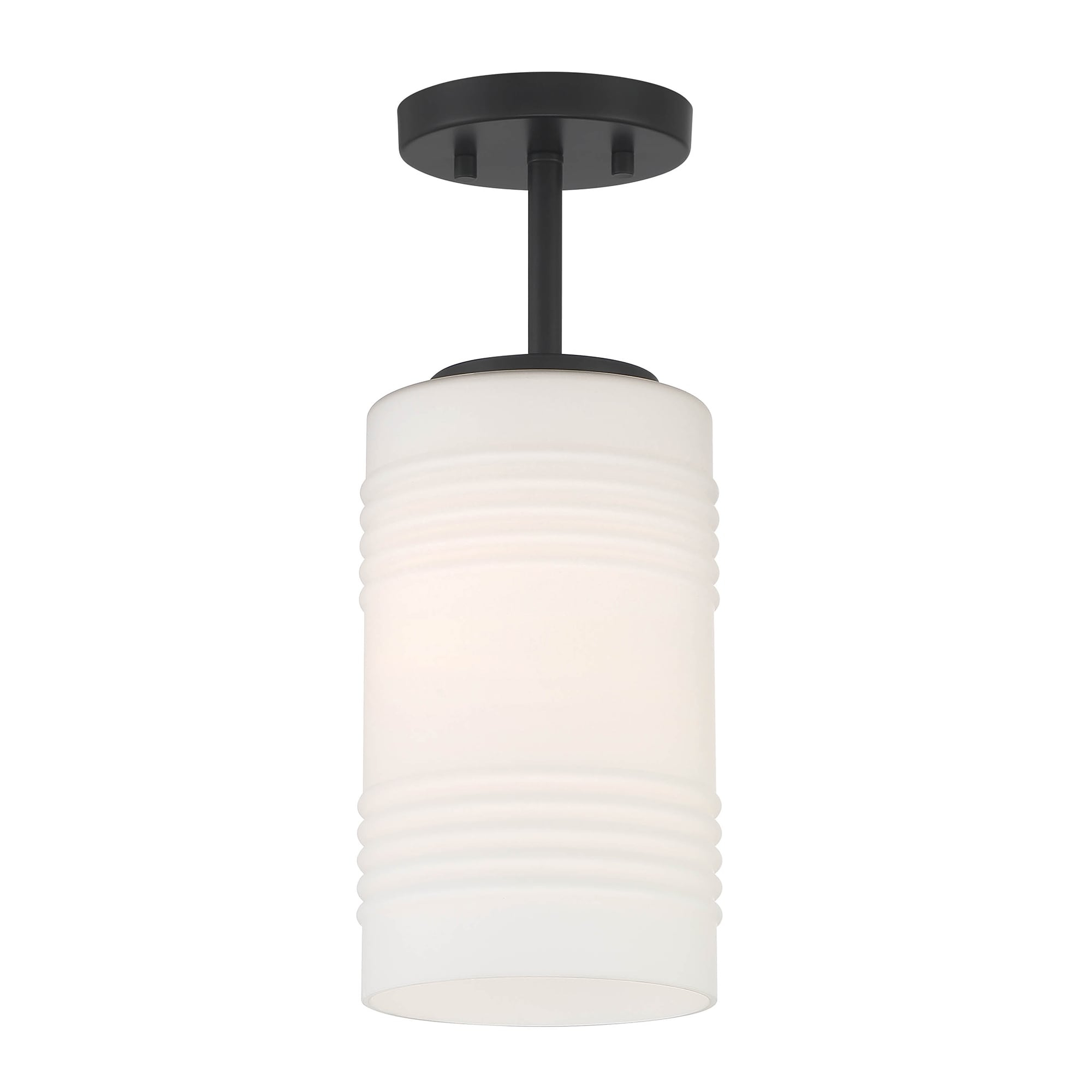Leavenworth Matte Black and Gold Glass Semi-Flush Ceiling Light