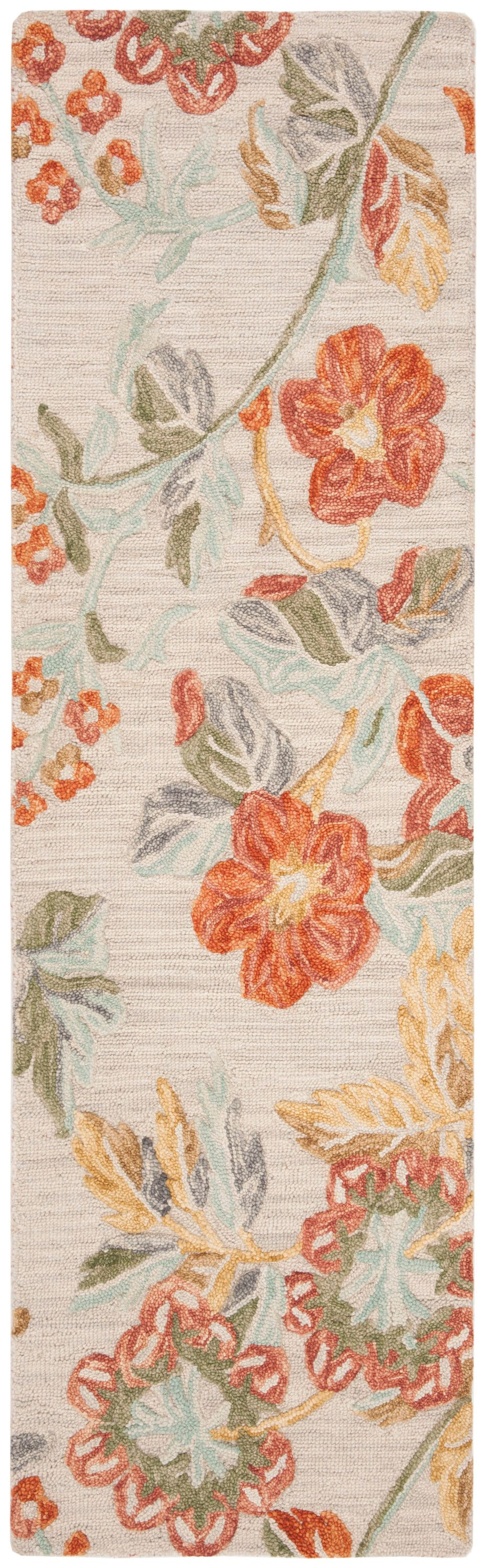 Blossom BLM458 Hand Tufted Runner Rug - Grey/Red - 2'3"x10' - Safavieh.