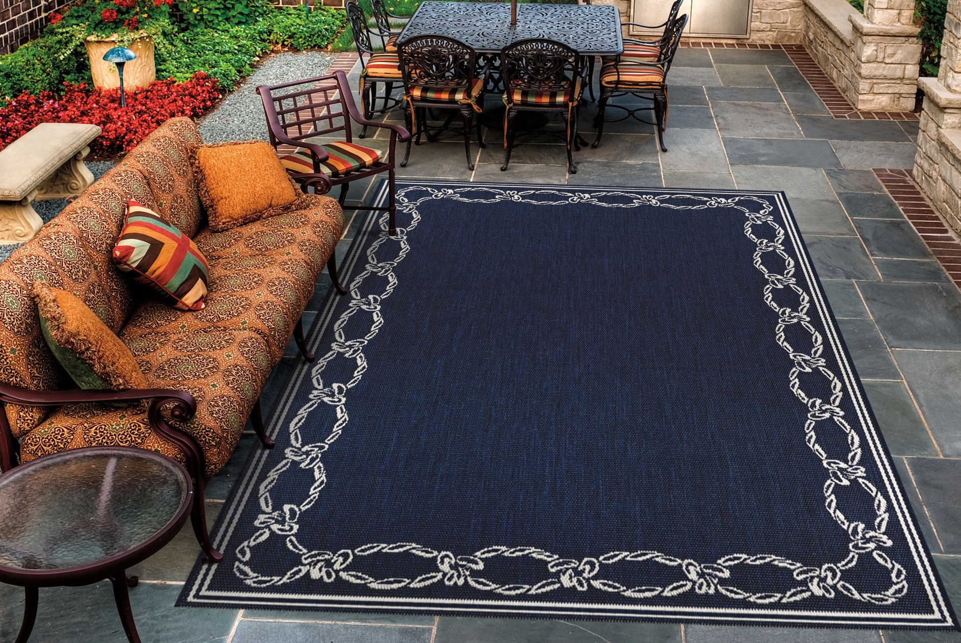 Couristan Recife Rope Knot Area Rug, 5'10" x 9'2", Ivory-Indigo
