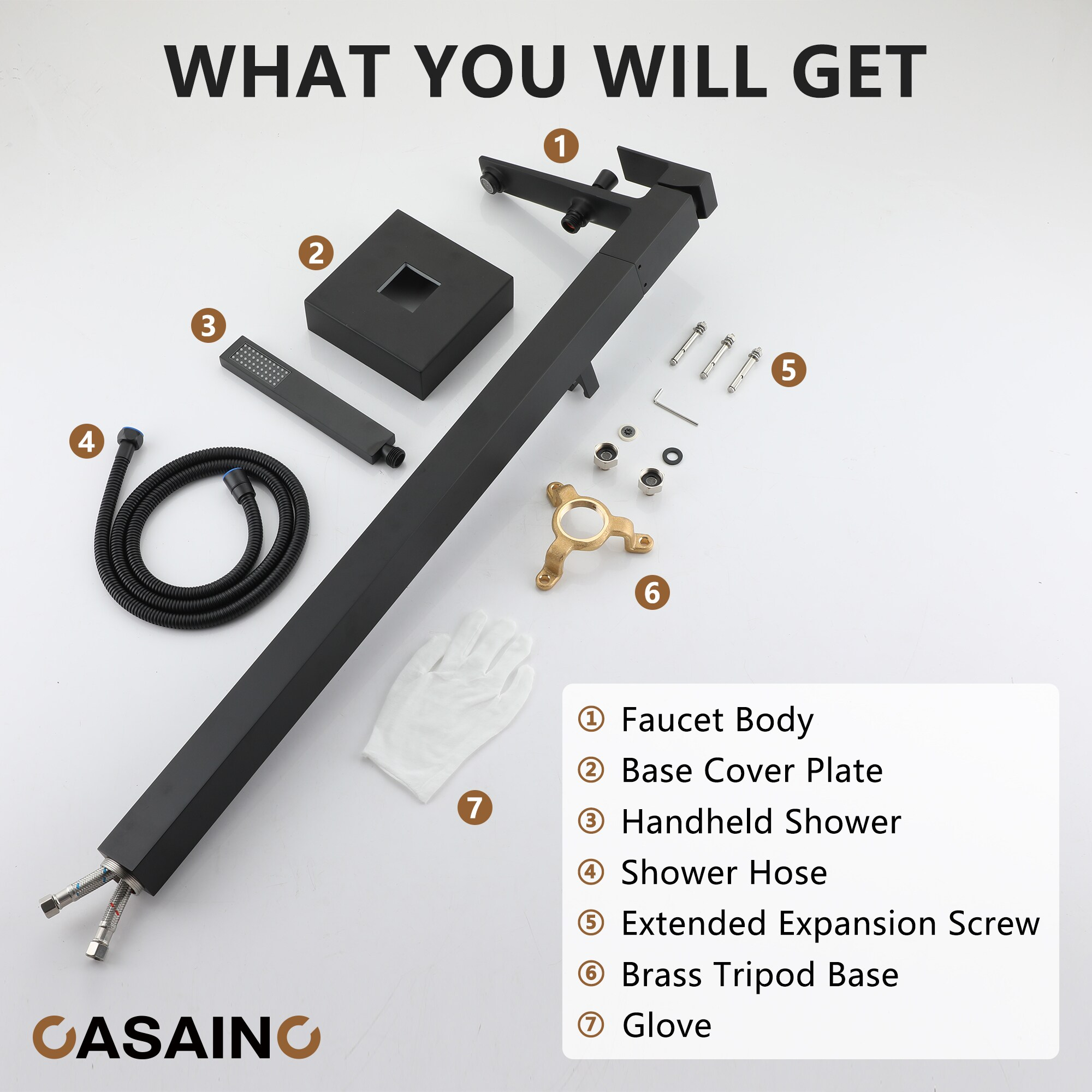 1-Handle Floor Mount Freestanding Tub Faucet with Handheld Shower in Matte Black