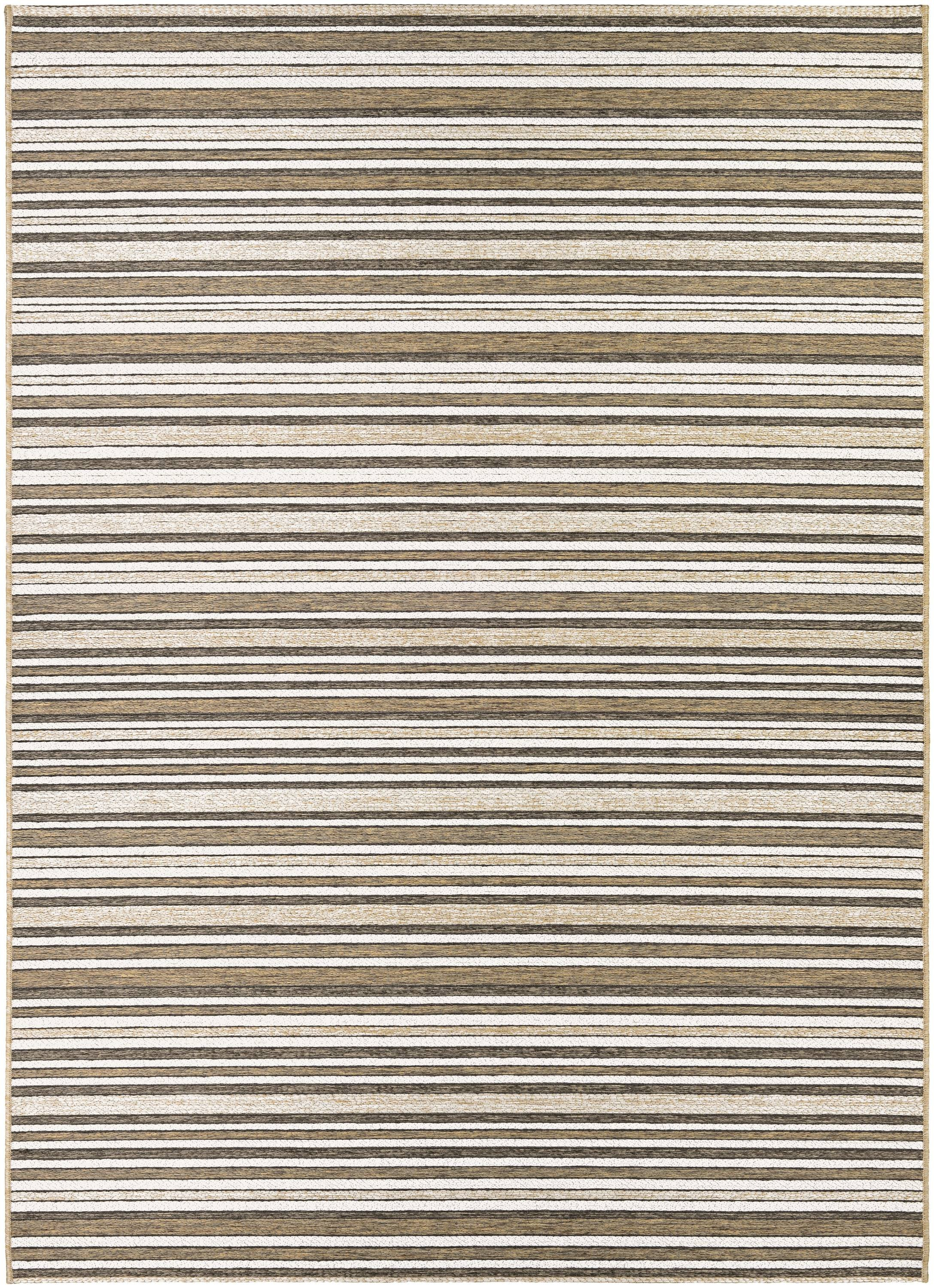 Couristan Cape 3 x 5 (ft) Loomed Polypropylene Light Brown-Ivory Rectangular Indoor/Outdoor Stripe Area rug