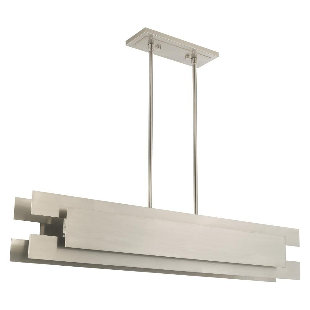 Modern Brushed Nickel 5-Light Linear Chandelier
