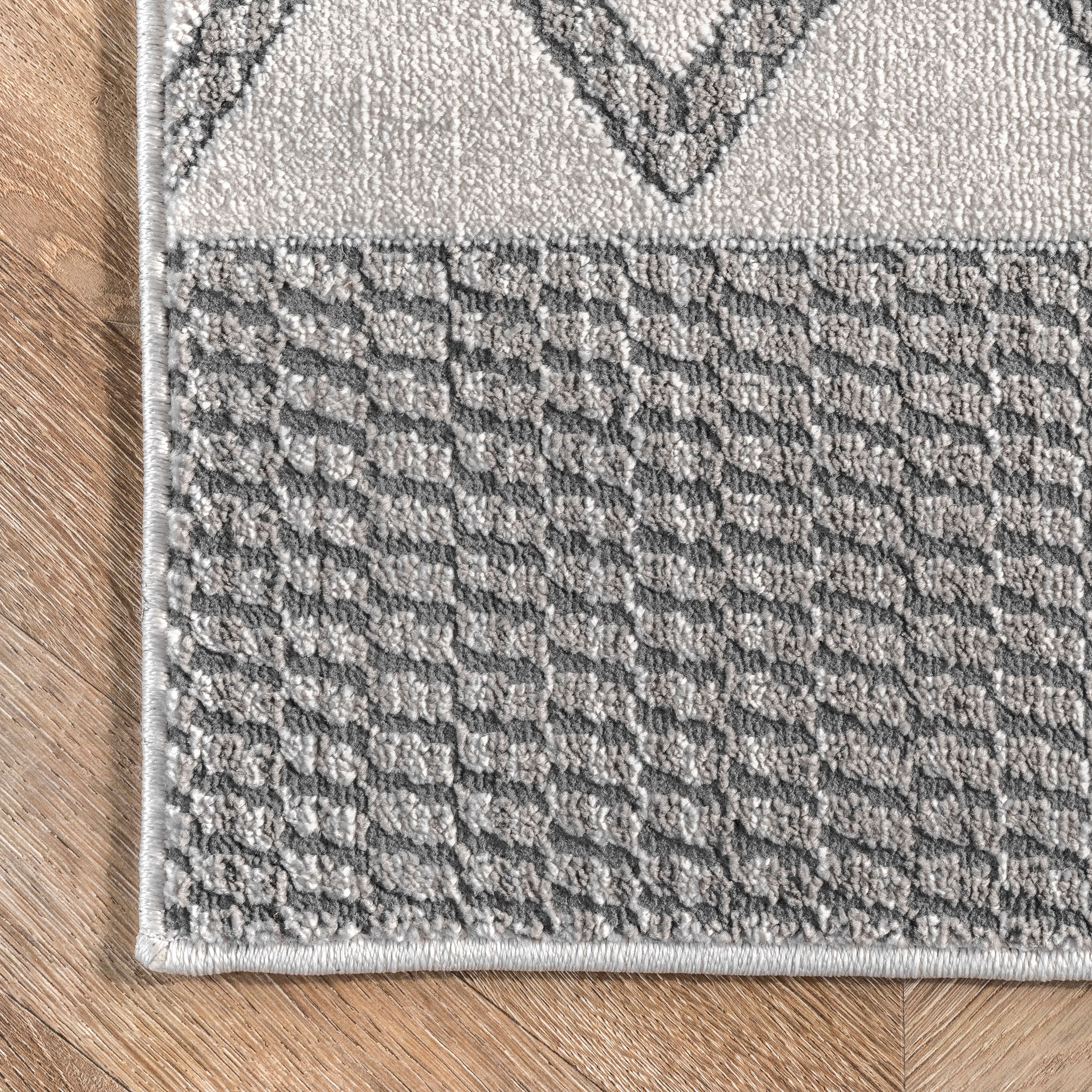 Easy Care Gray Synthetic Rectangular Area Rug