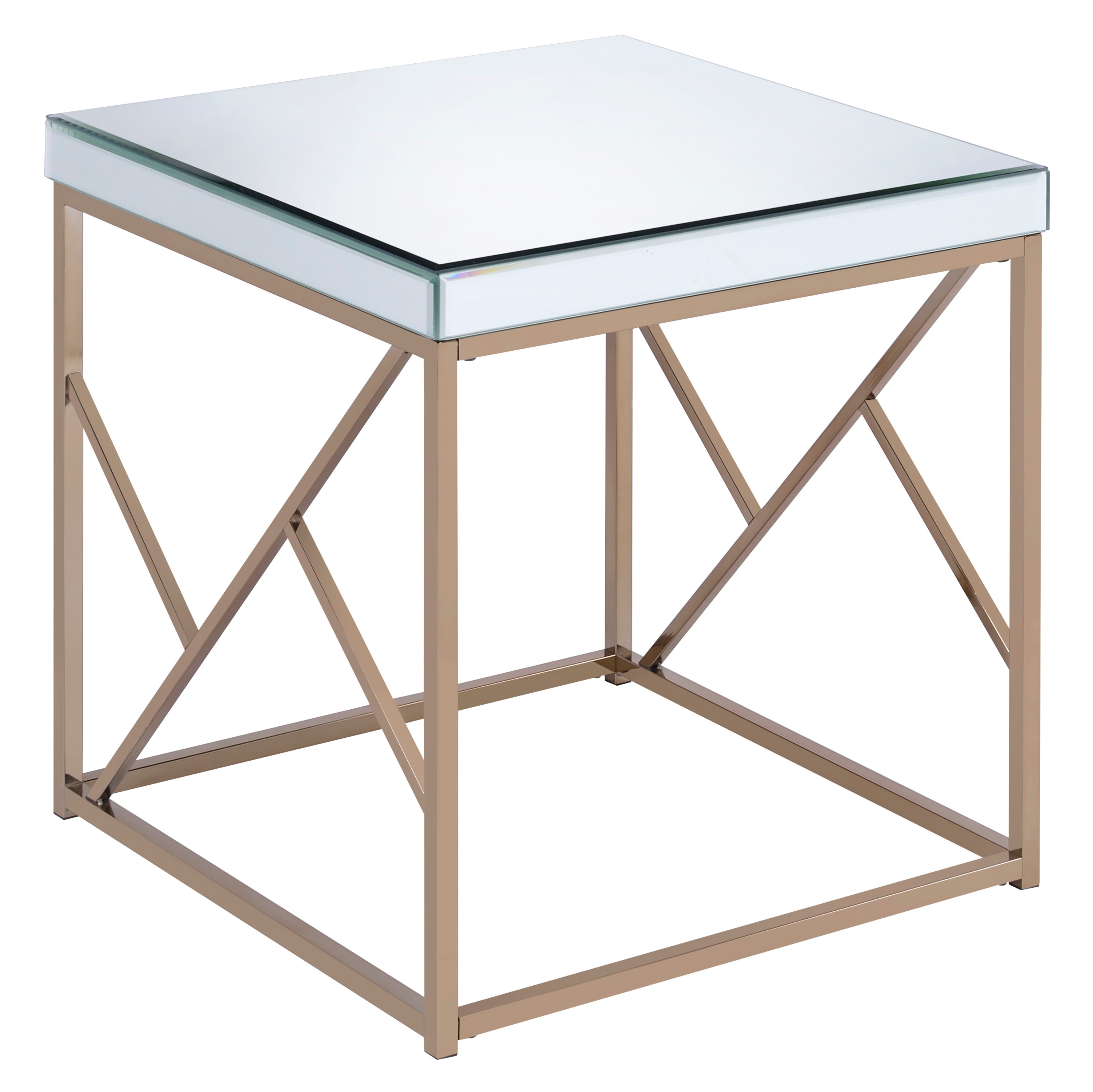 Steve Silver Evelyn Square Mirror Top End Table, Copper