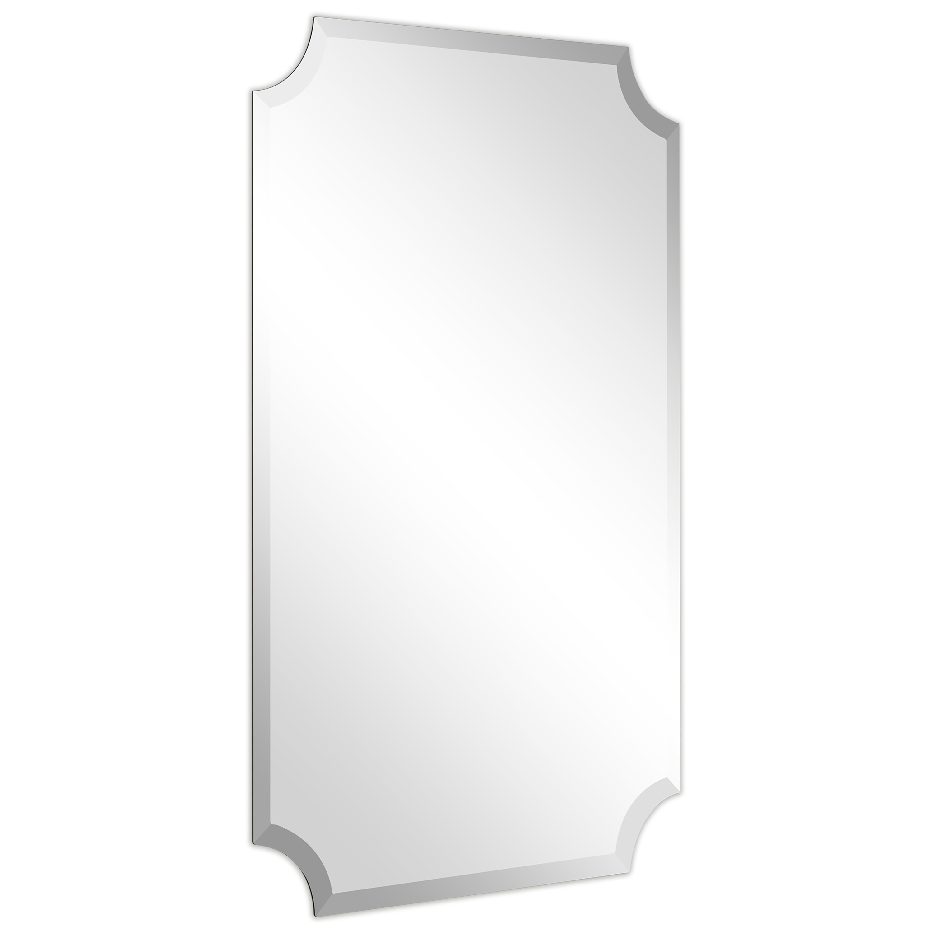 Empire Art Direct Frameless Rectangle Scalloped Beveled Wall Mirror - Clear 24 in. x 0.39 in. x 36 in.