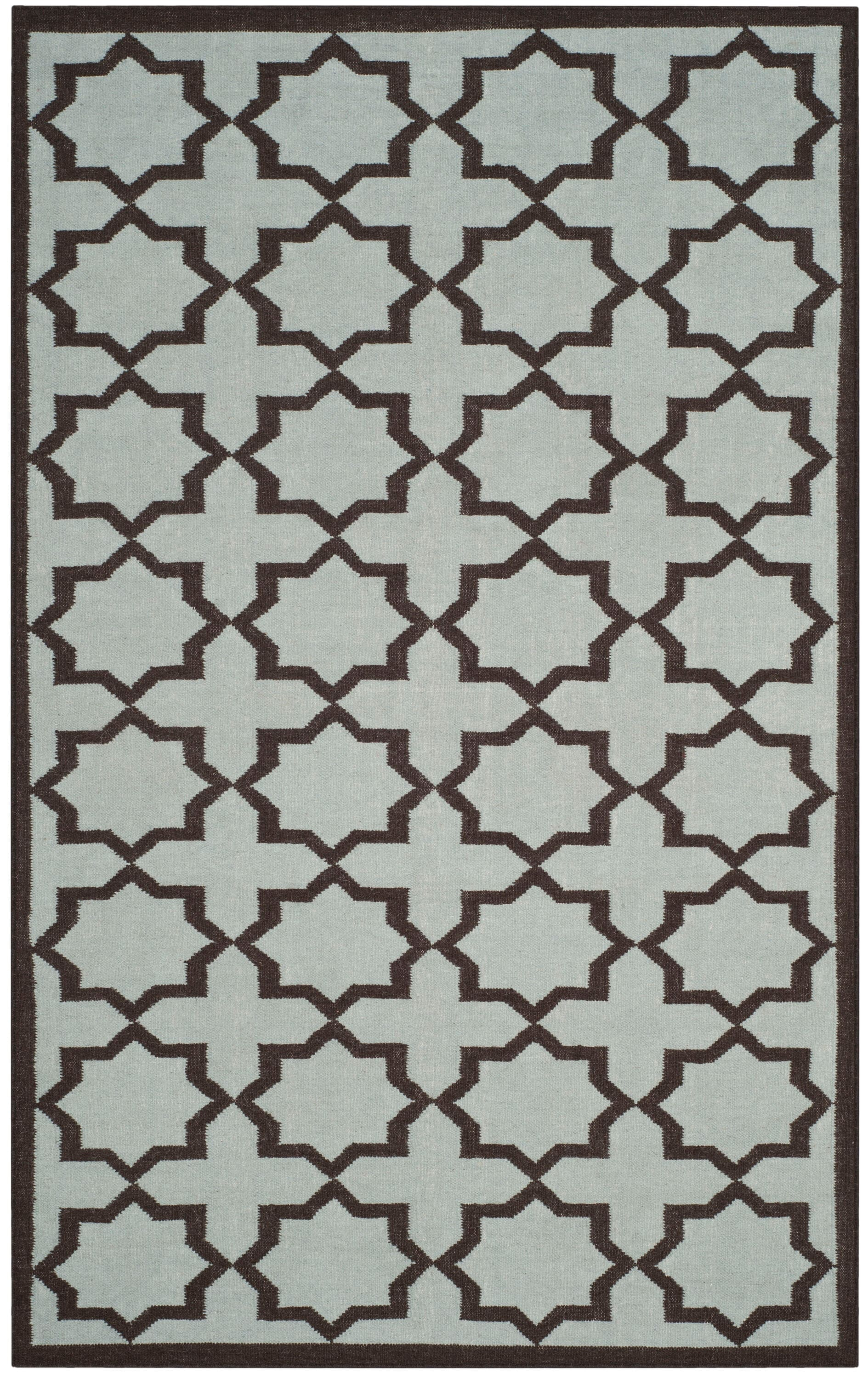 SAFAVIEH Dhurrie Diana Geometric Moroccan Wool Area Rug, Light Blue, 4' x 6'