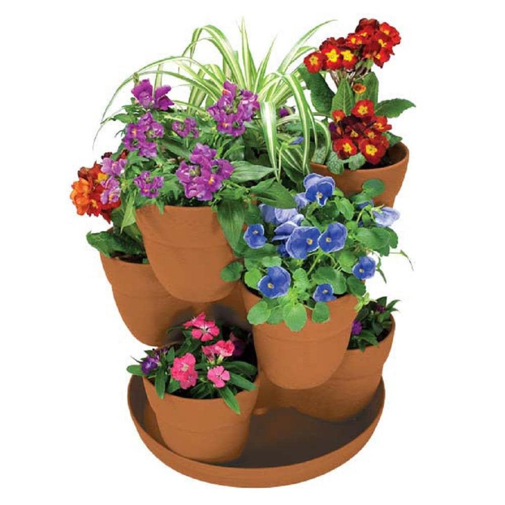 Bloomers Stackable Flower Tower Planter â Holds up to 9 Plants â Great Both Indoors and Outdoors â Terracotta