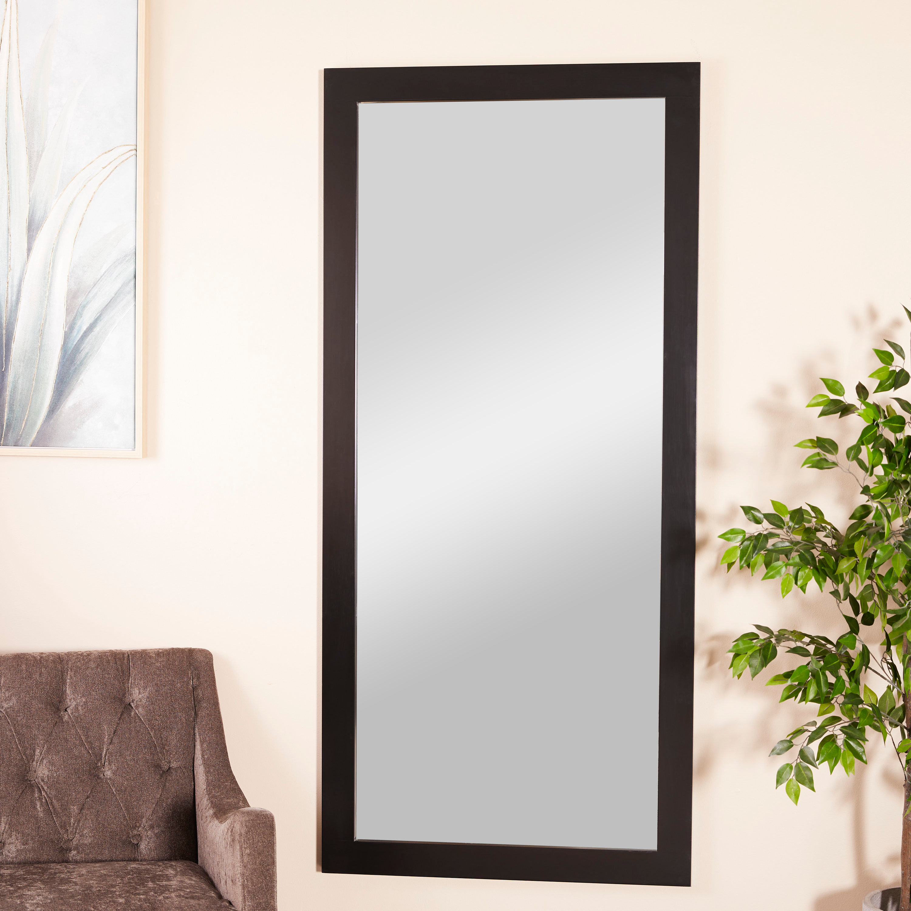 Studio 350 Black Wood Contemporary Wall Mirror 32"W, 70"H