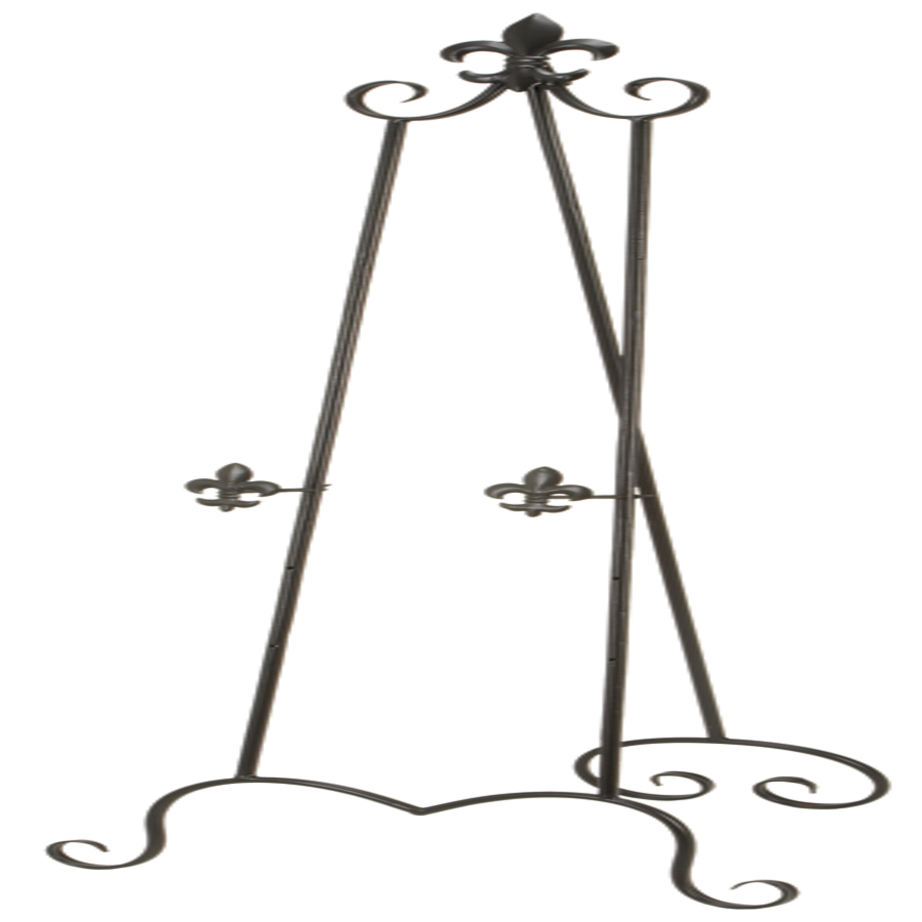 Black Iron Adjustable Floor Easel with Scroll Accents