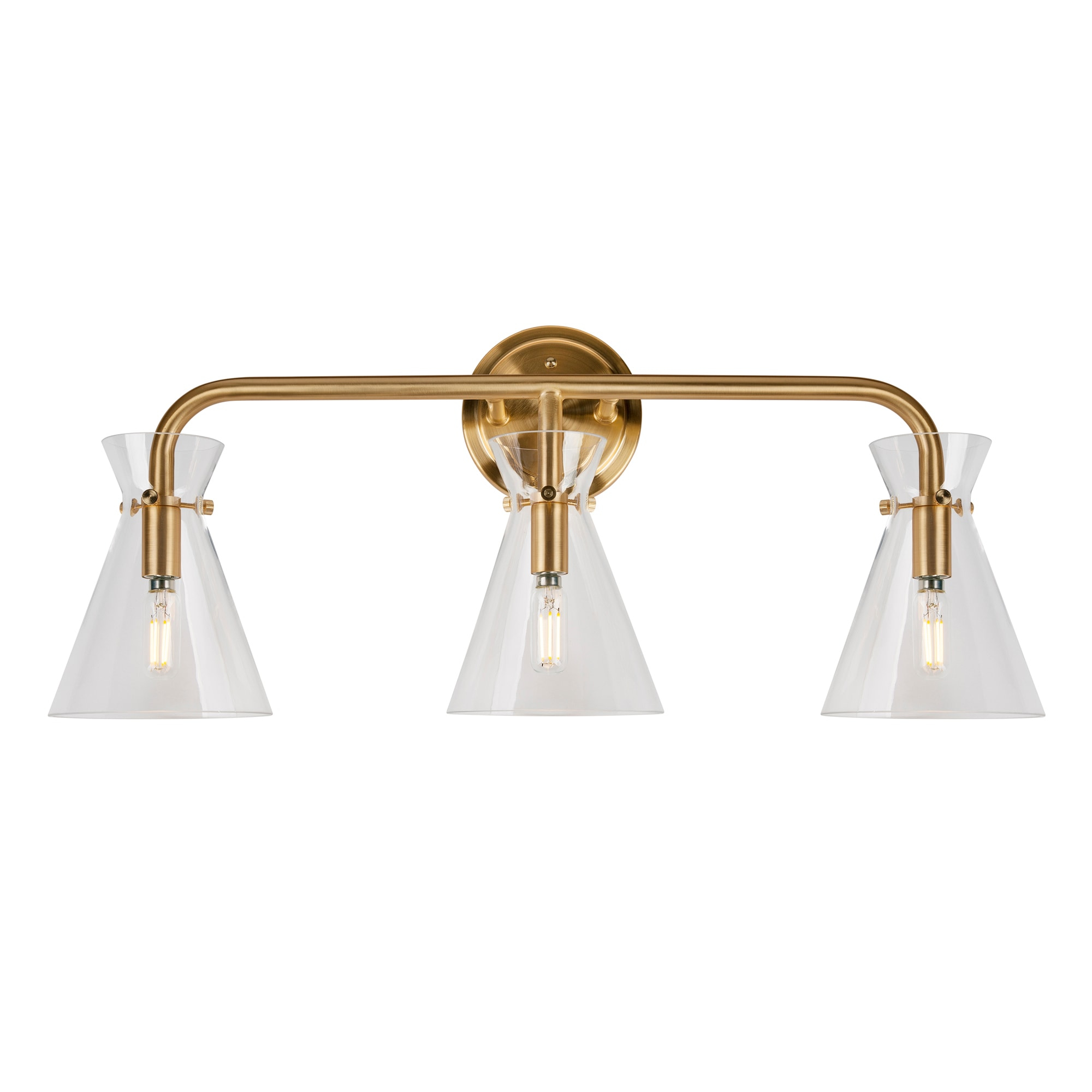 Beaker 3-Light Soft Gold Bath Vanity Light with Clear Glass - Soft Gold
