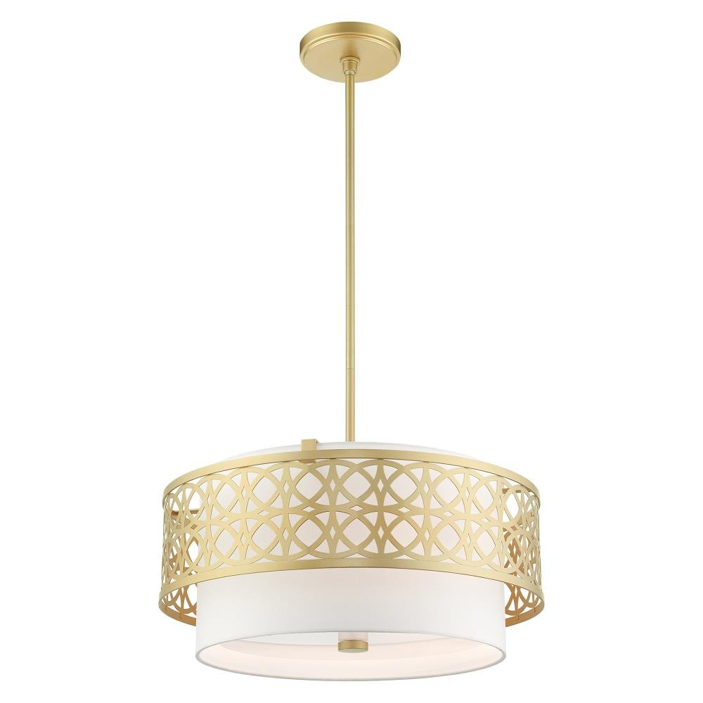Calinda 4-Light Soft Gold LED Drum Pendant Chandelier