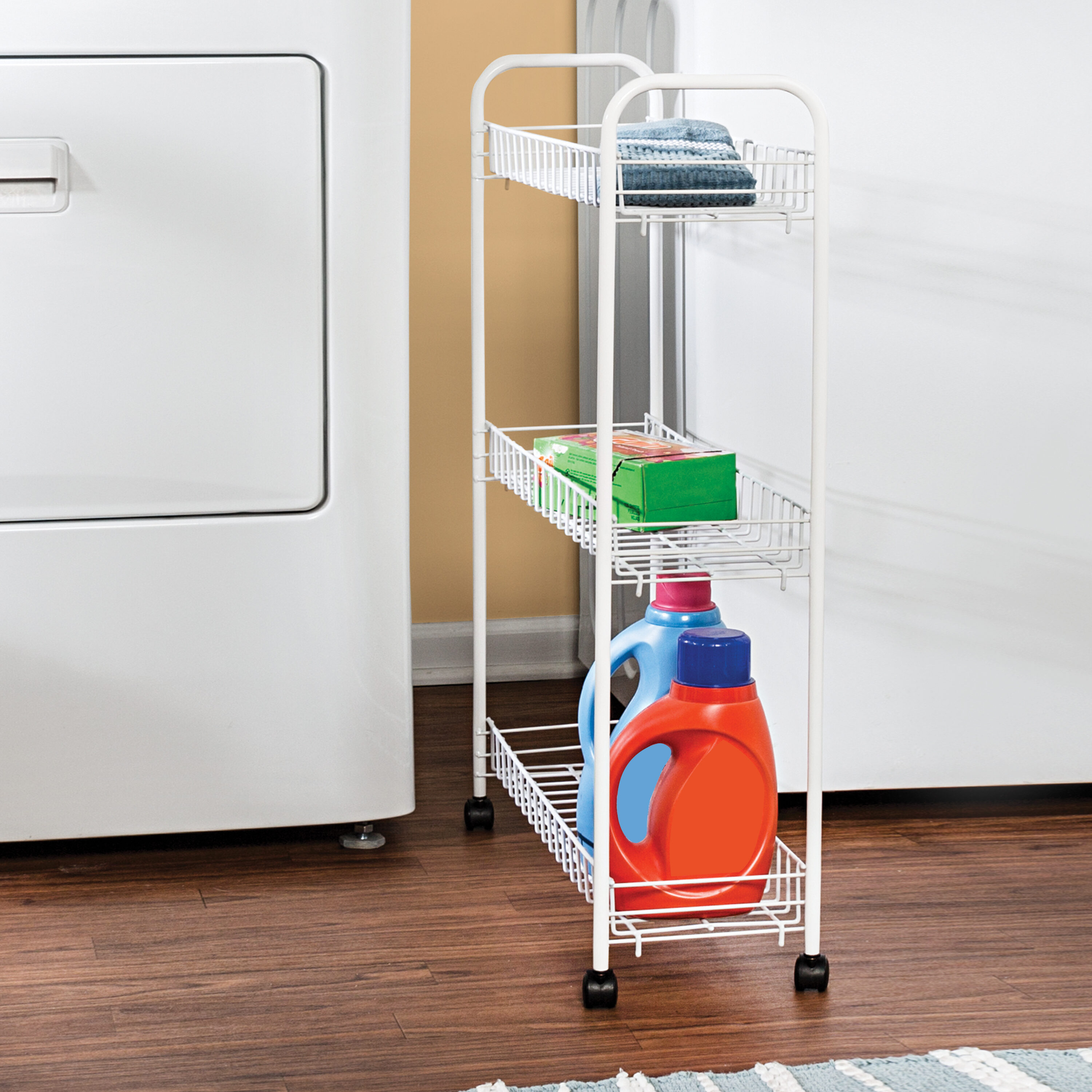 Honey-Can-Do 3-Tier Rolling Steel Storage Cart, White
