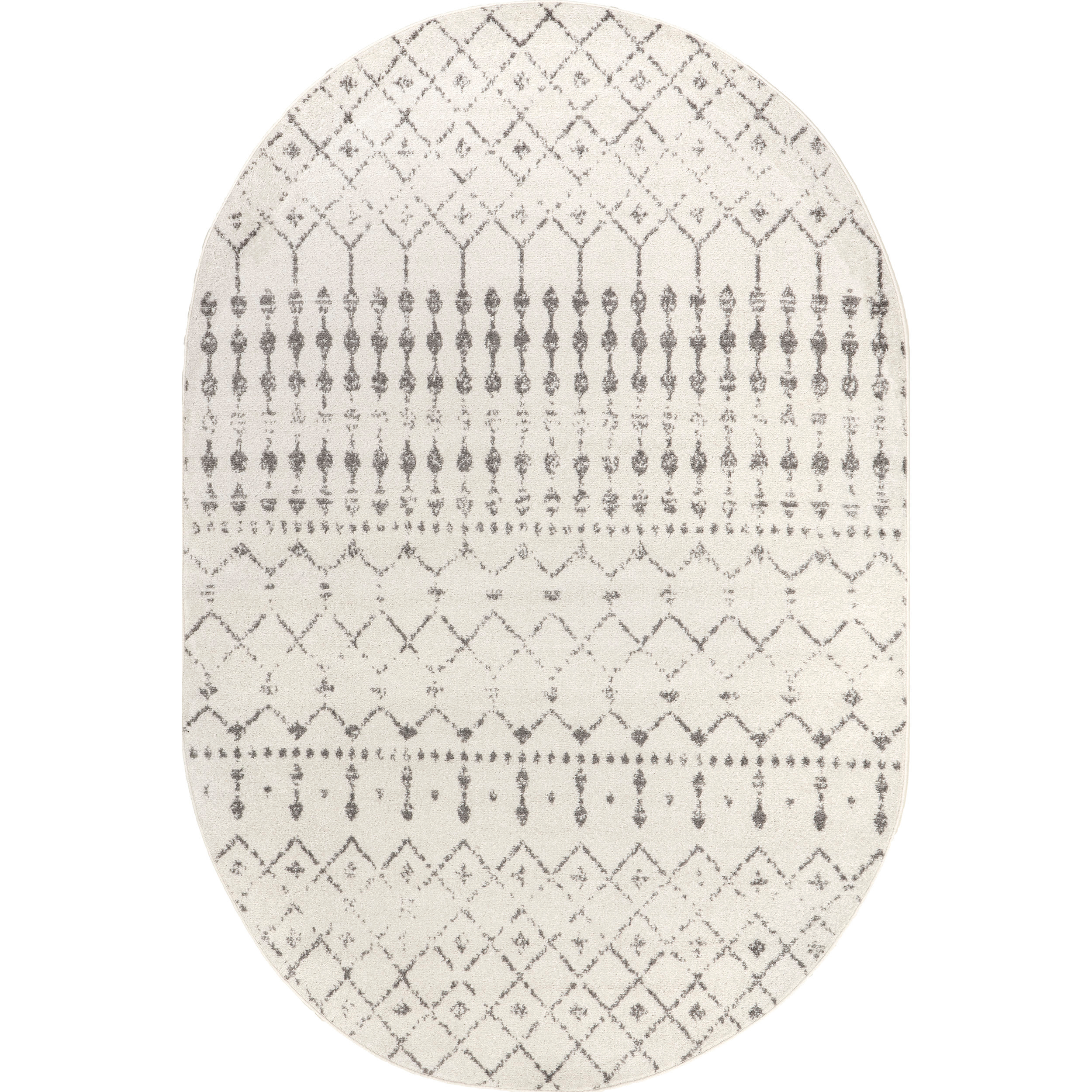nuLOOM Moroccan Blythe Grey 6' 7" x 9' Transitional Oval Rug
