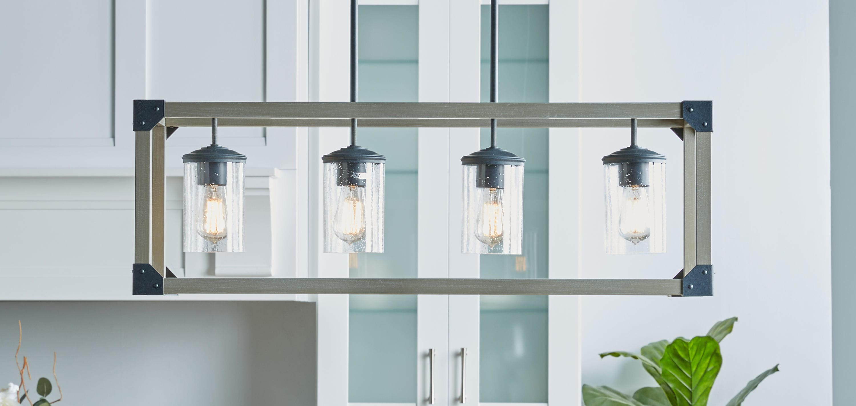 Dunning Driftwood Gray Steel 4-Light Island Chandelier