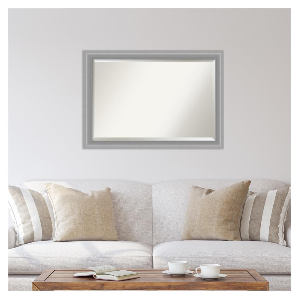 Amanti Art Bathroom Mirror, Peak Polished Nickel Narrow Wall Mirror for use as Bathroom Vanity Mirror Over Sink (28.5 x 40.5 in.) Beveled Mirror, Silver Mirror, Traditional Mirror from WI, USA