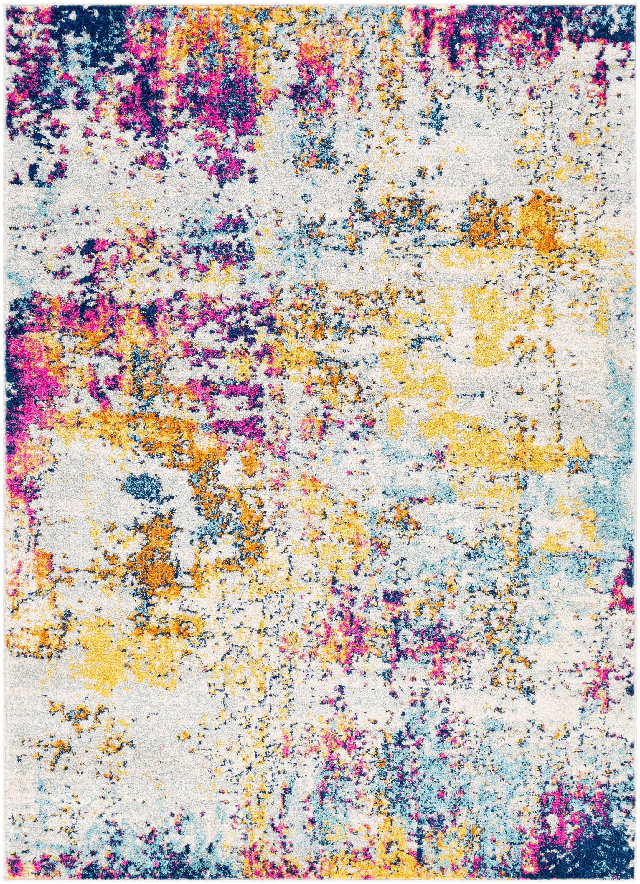 Livabliss Sunderland 5 x 7 (ft) Polypropylene Yellow/Pink Rectangular Indoor Abstract Mid-Century Modern Area rug