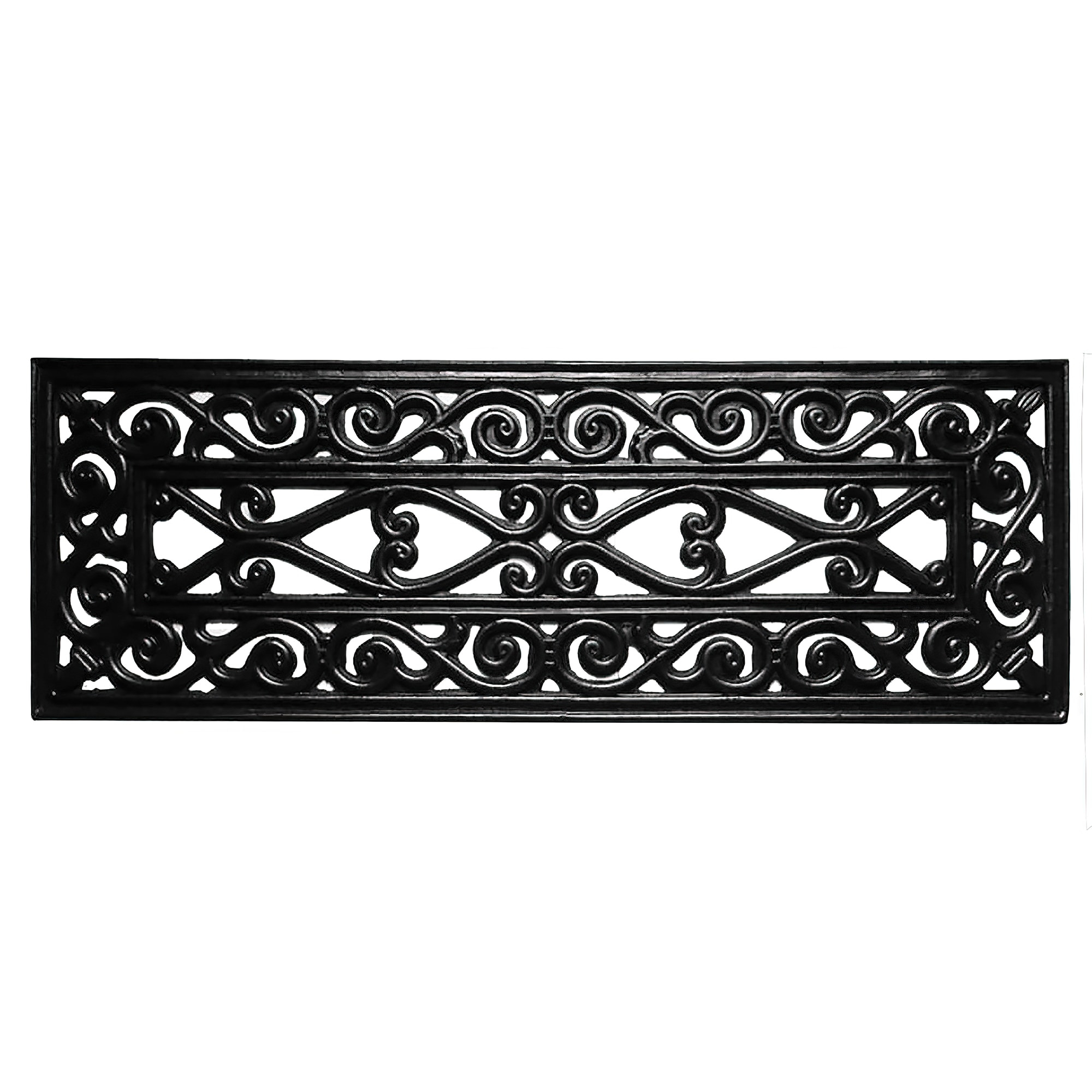 Ottomanson Easy Clean, Waterproof, Low Profile Non-Slip Indoor/Outdoor Rubber Stair Treads, 10" x 30" (5 Pack), Black Wrought