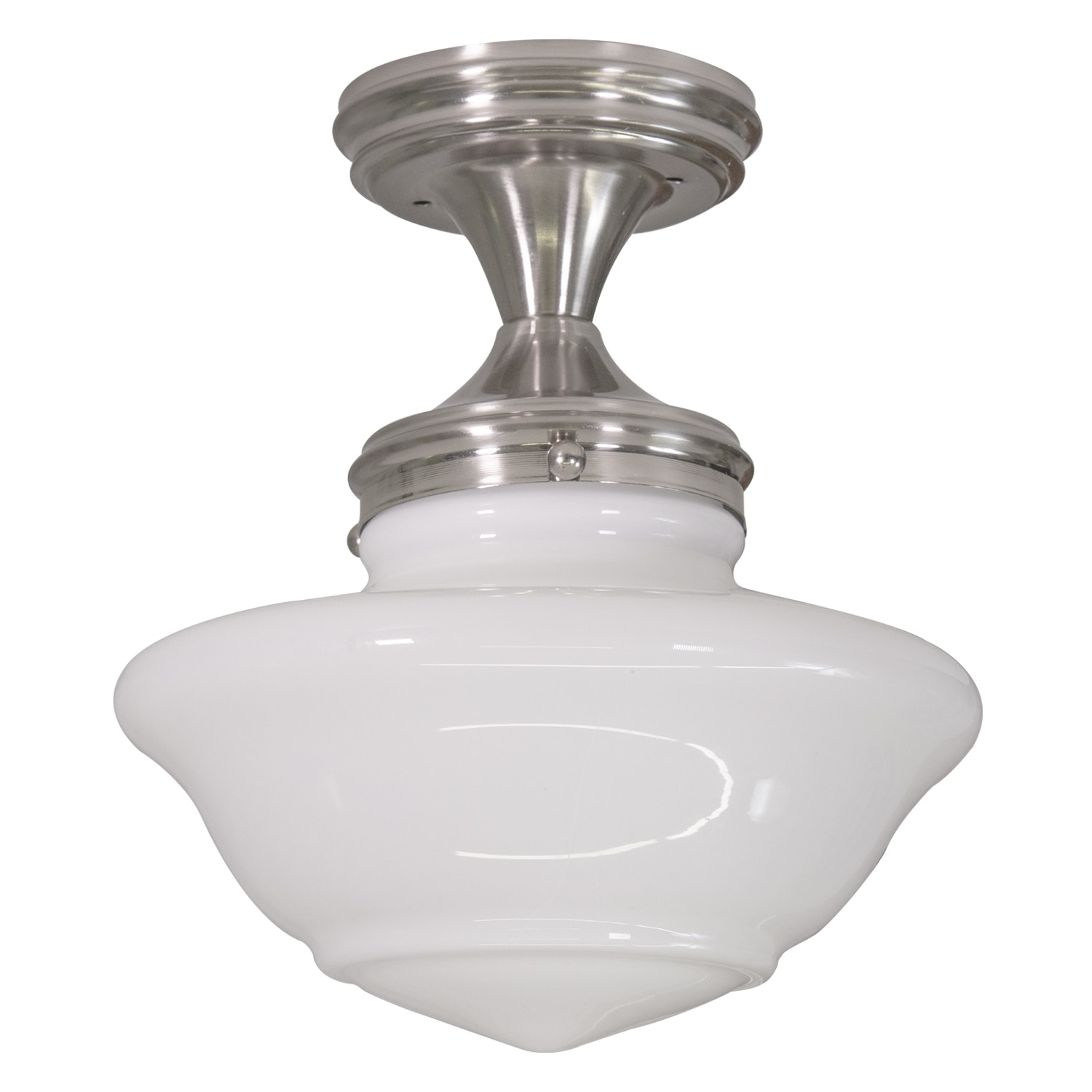 Design House Schoolhouse 9" Semi-Flush Mount Ceiling Light, Satin Nickel