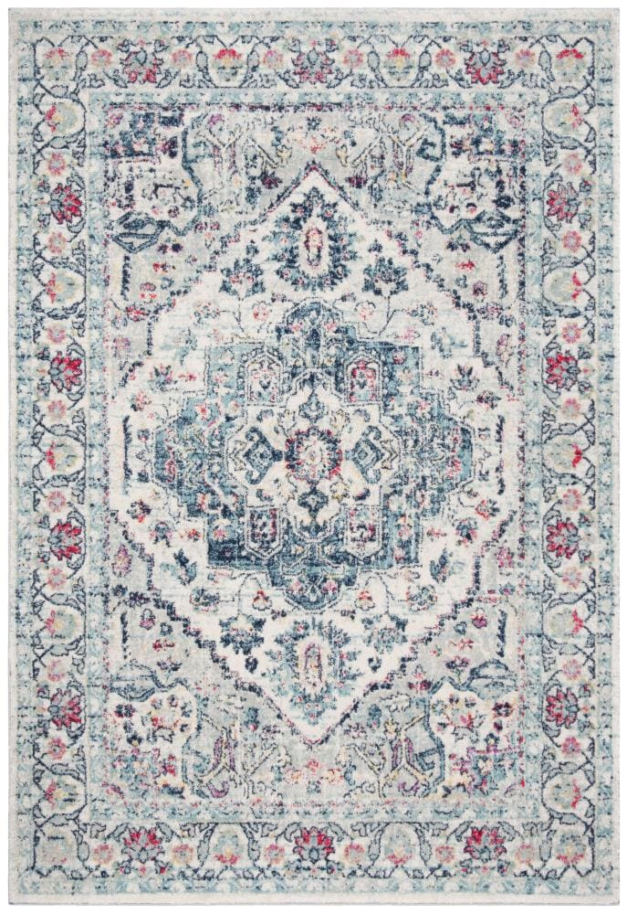SAFAVIEH Madison Hildred Floral Bordered Area Rug, Navy/Fuchsia, 6' x 9'