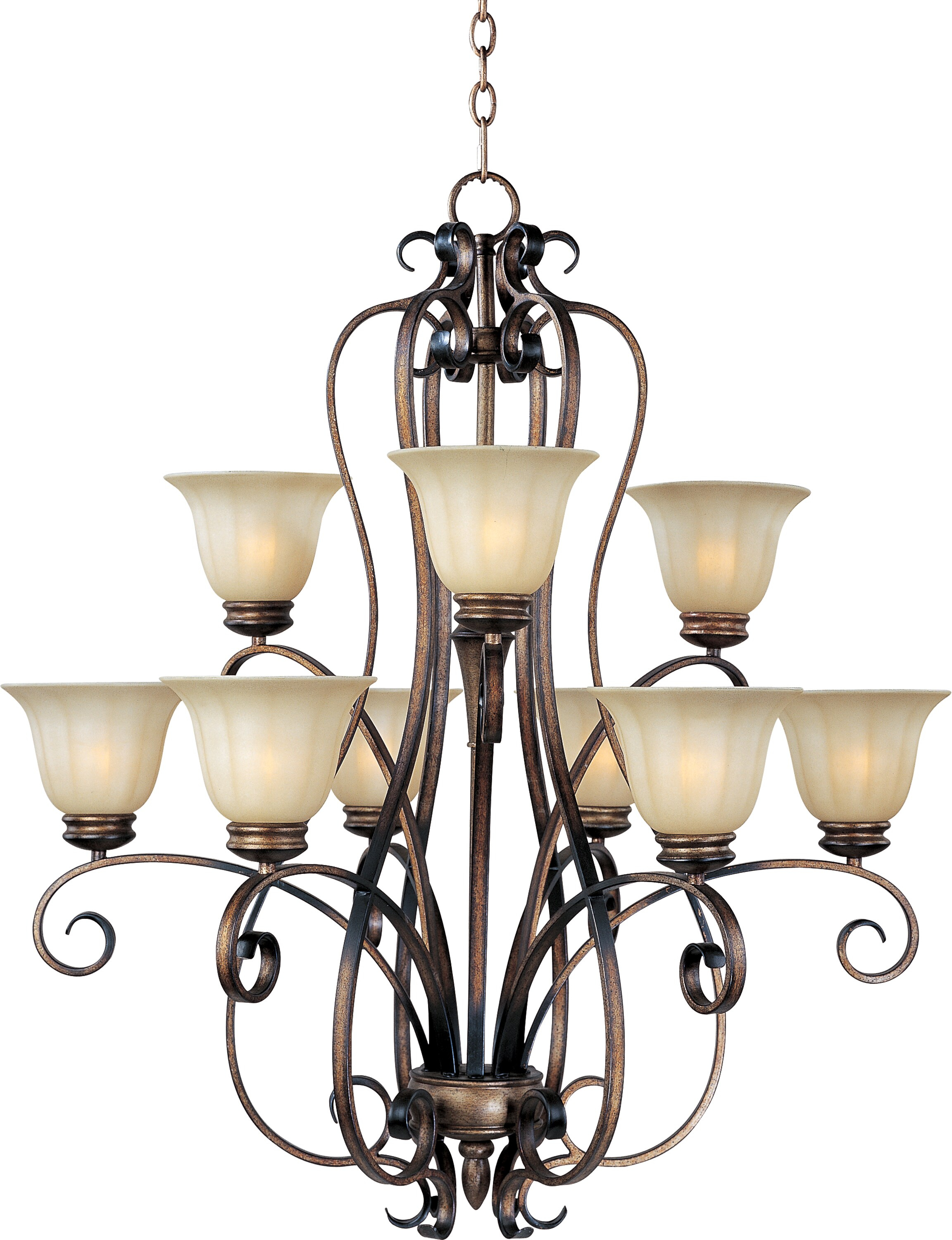 Platinum Dusk Wilshire Glass Shade 9-Light Chandelier