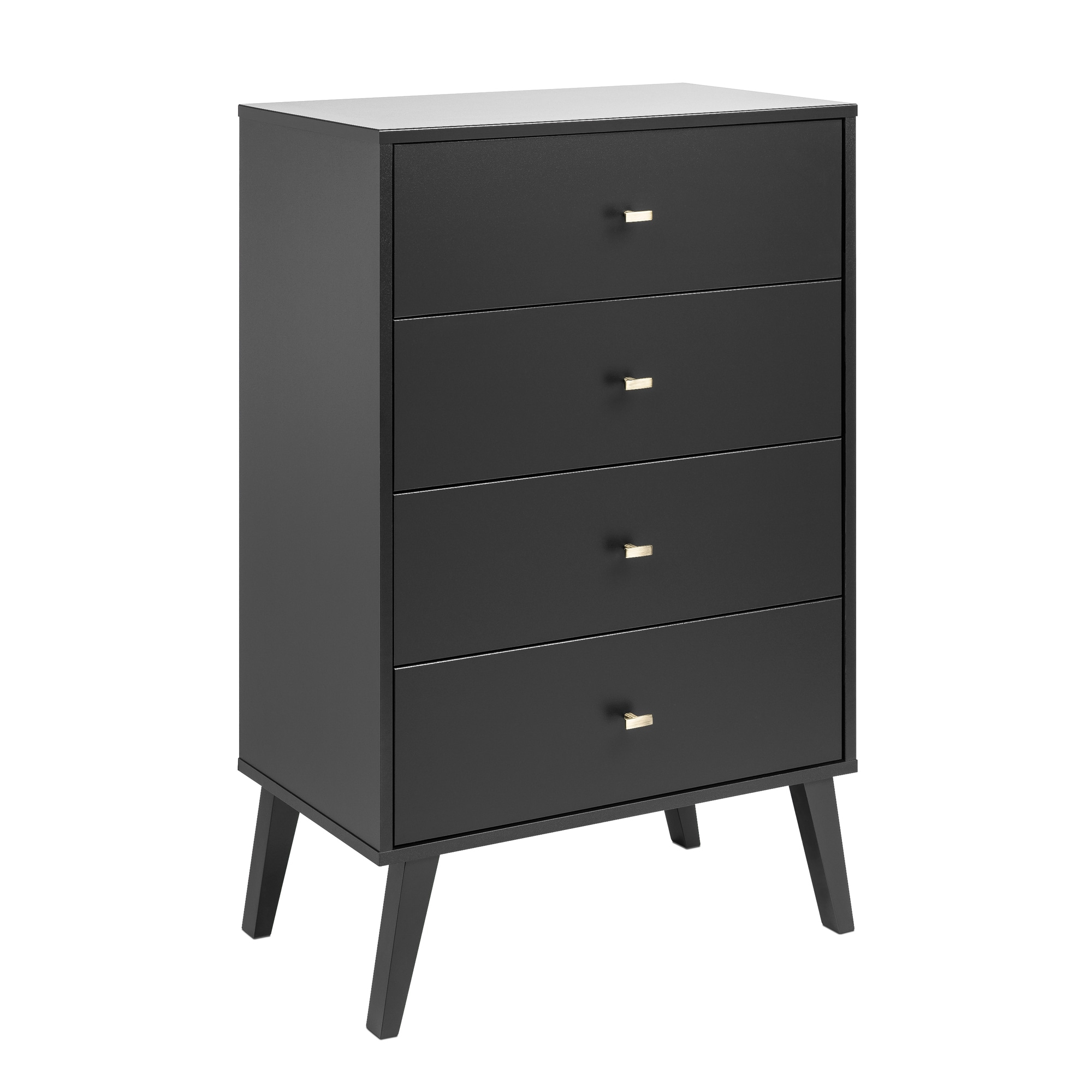 Prepac Milo Mid Century Modern 4-Drawer Vertical Chest, Black