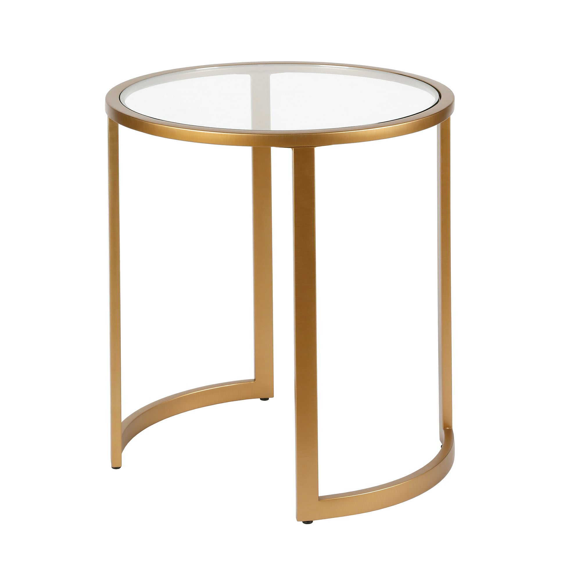 Evelyn&Zoe Mitera 20" Wide Round Side Table, Brass