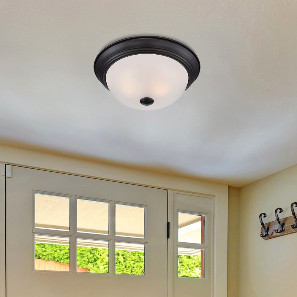 Designers Fountain 13.25 inch 2-Light Matte Black Flush Mount Ceiling Light, 1257M-MB-W