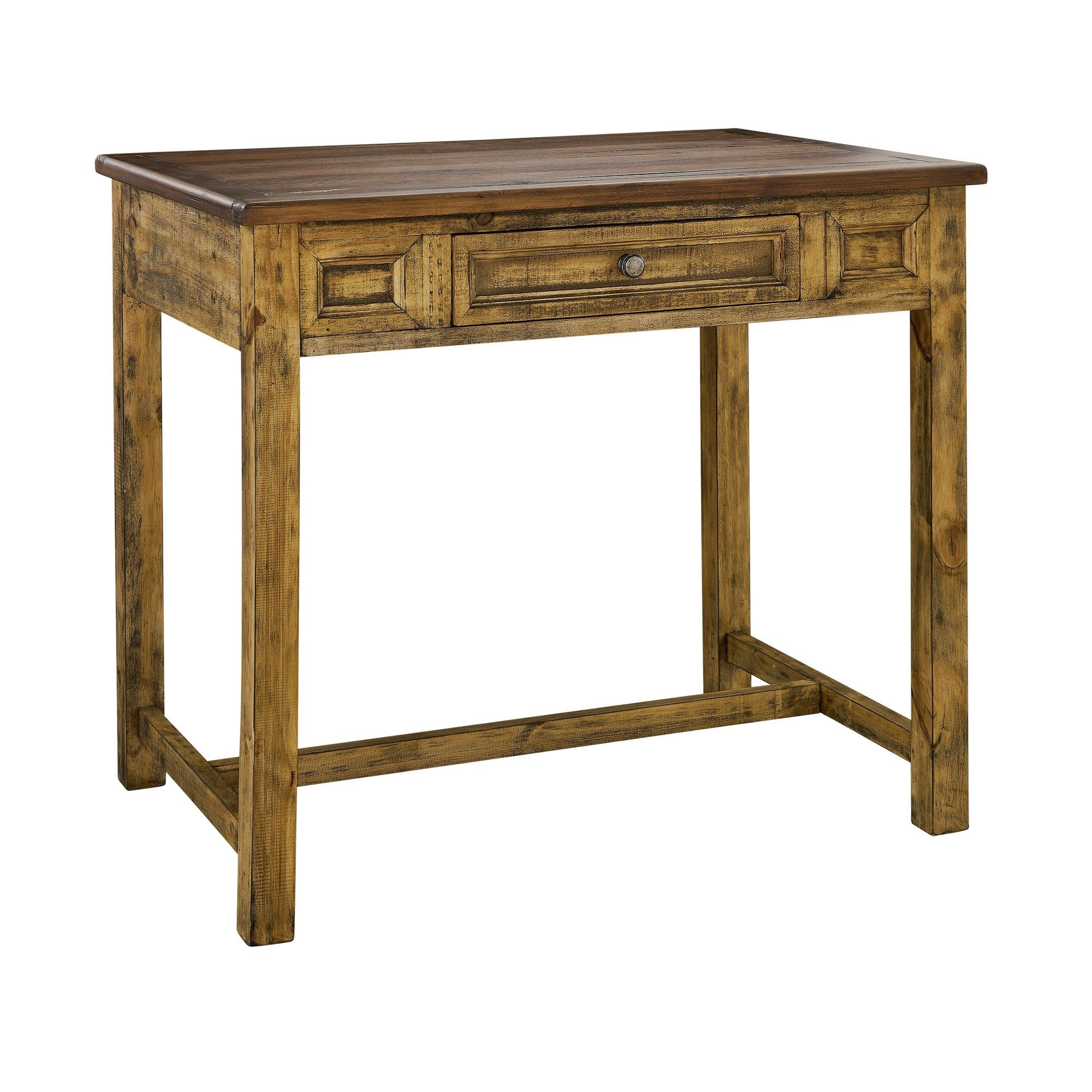 Abilene Distressed Brown Kitchen Island with 4 Stools