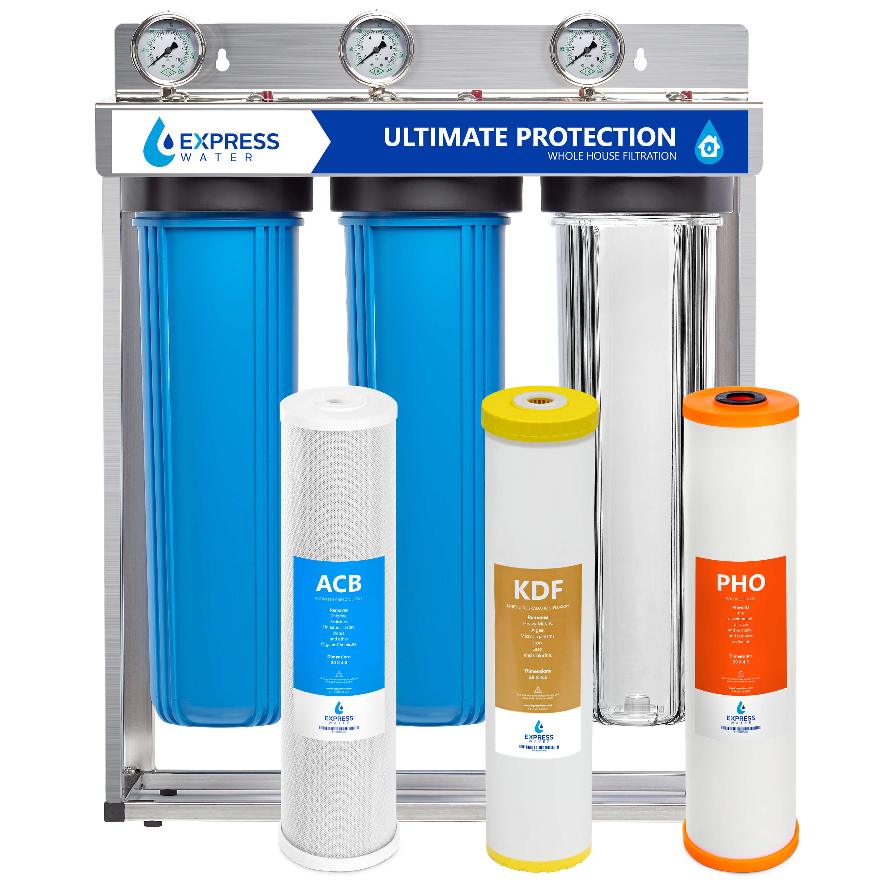Express Water Heavy Metal and Anti-Scale 3-Stage Whole House Water Filter