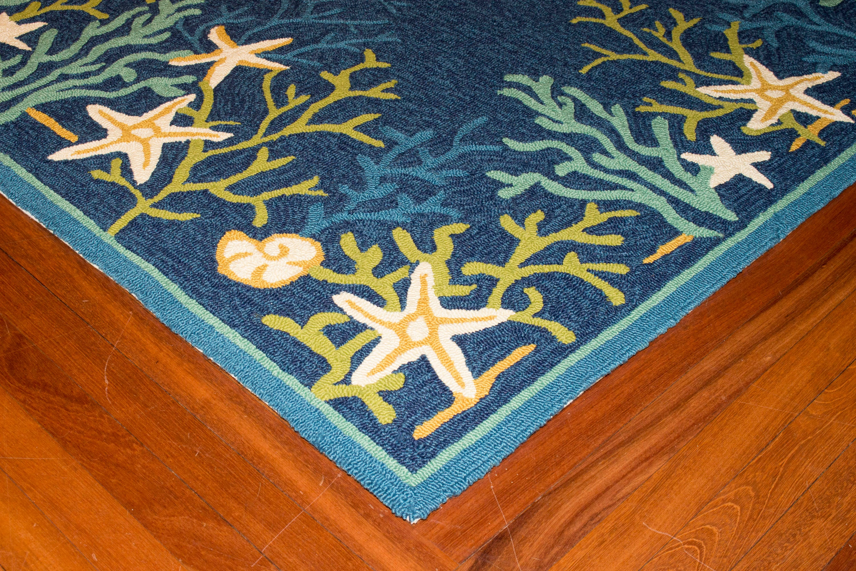 Outdoor Escape Blue Rectangular Synthetic Area Rug 2' x 4'