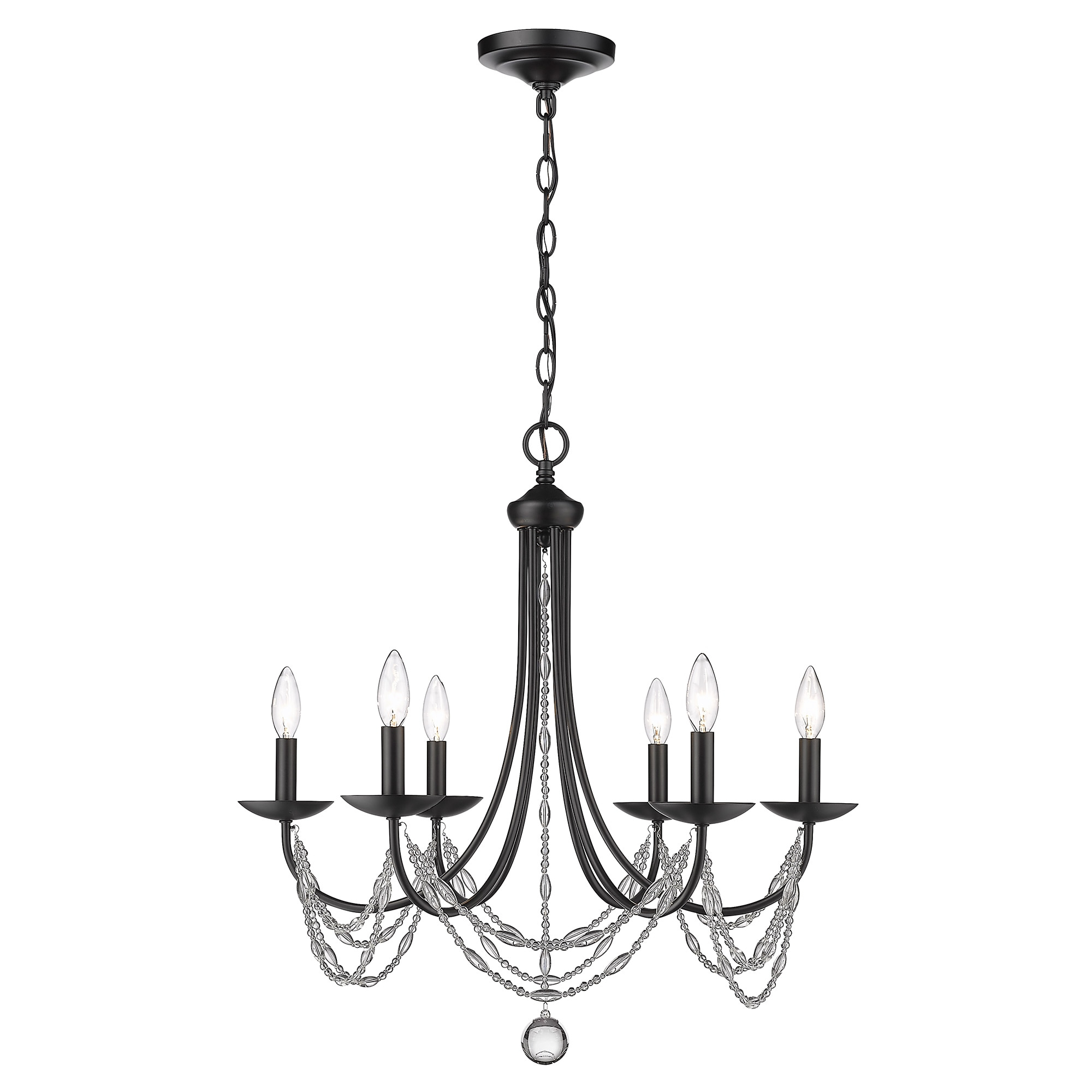 Golden Lighting Mirabella 6-Light Chandelier in Matte Black